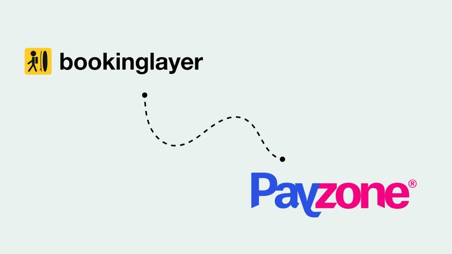 A graphic with Bookinglayer and Payzone logos