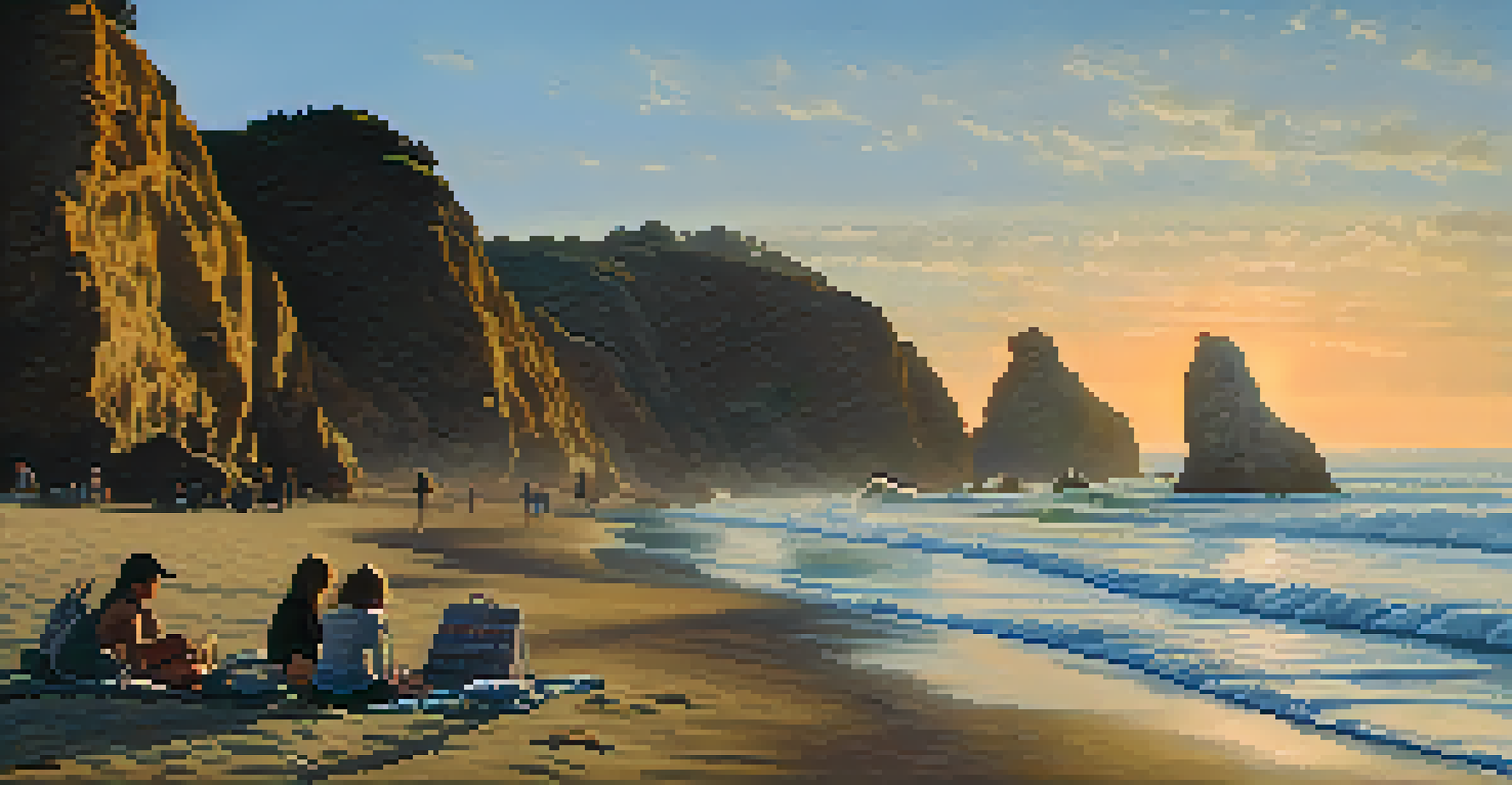 A romantic picnic at El Matador State Beach with sea stacks and a sunset.