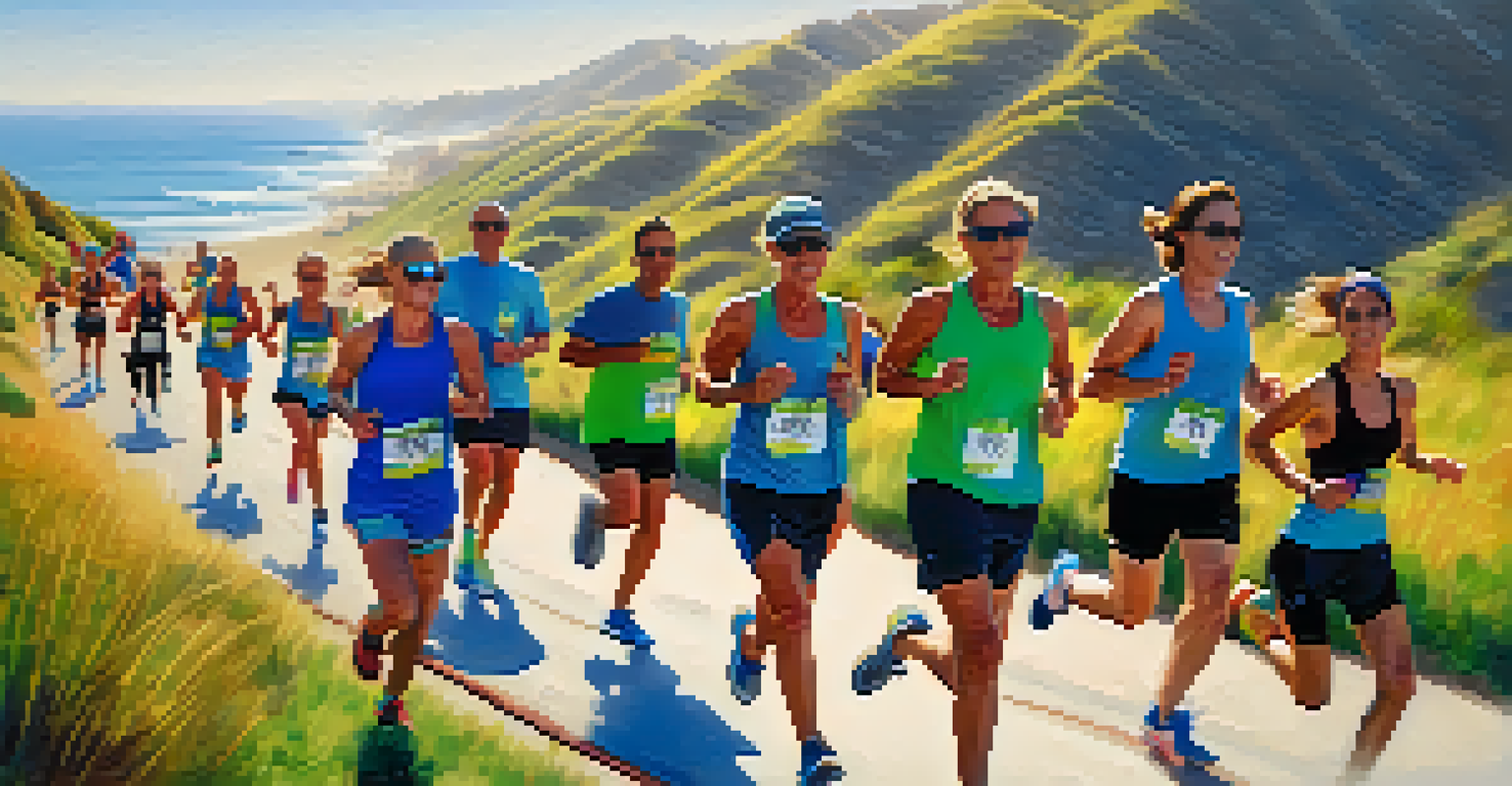 Runners participating in the Malibu Half Marathon along a scenic coastal route.
