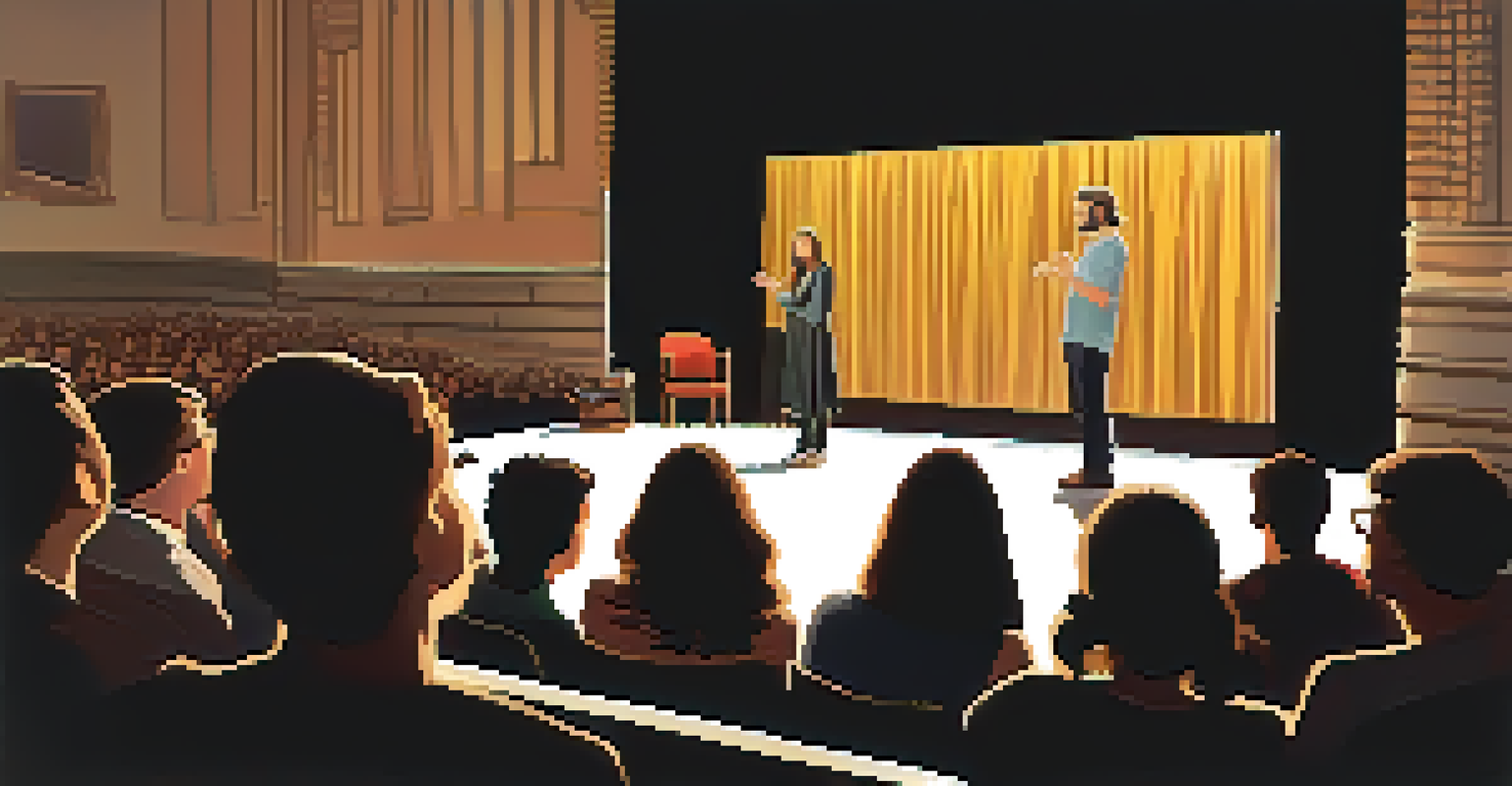 A filmmaker speaking during a Q&A session at the Malibu Film Festival, with an attentive audience in a cozy auditorium.