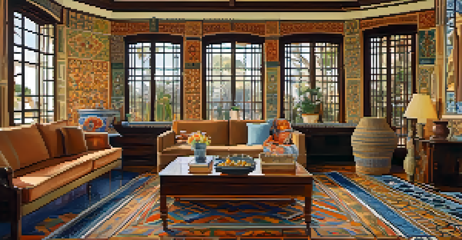Interior view of the Adamson House featuring vintage furnishings and intricate tile work.