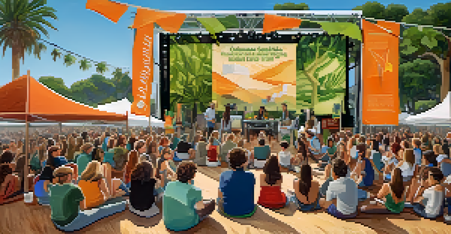 An interactive workshop at a music festival focusing on sustainability, with participants learning eco-friendly practices.