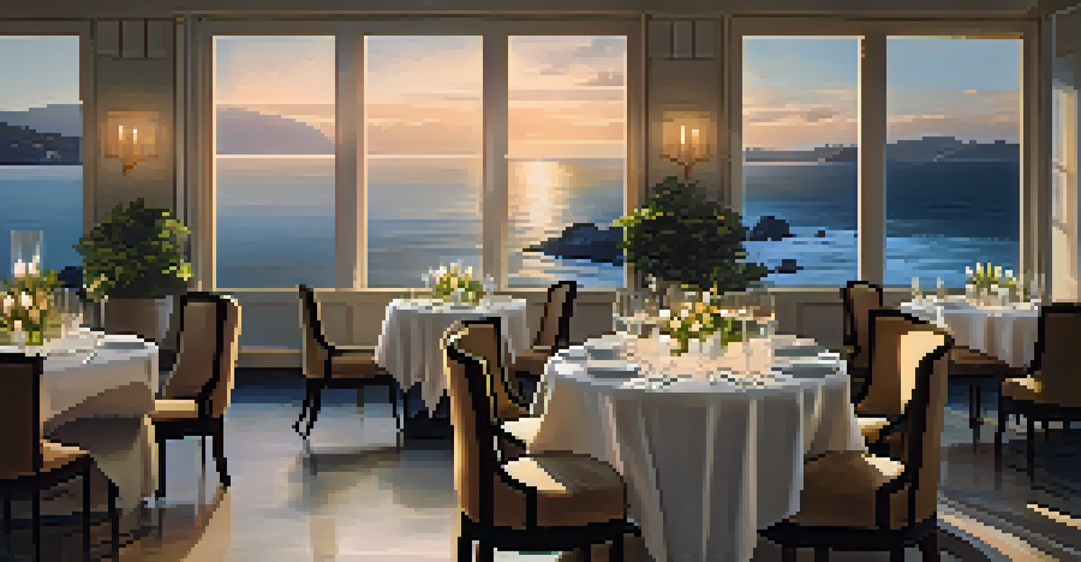 A beautifully set dining table at 1 Pico with a plant-based risotto and ocean views.