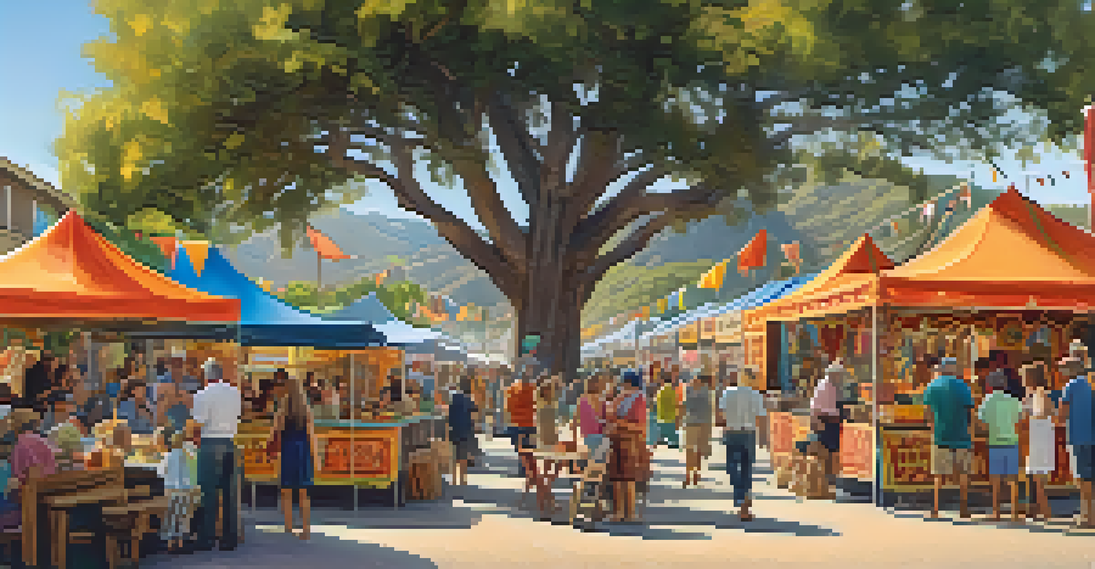 Residents participating in a historical fair in Malibu, with colorful tents and activities, creating a festive community atmosphere.