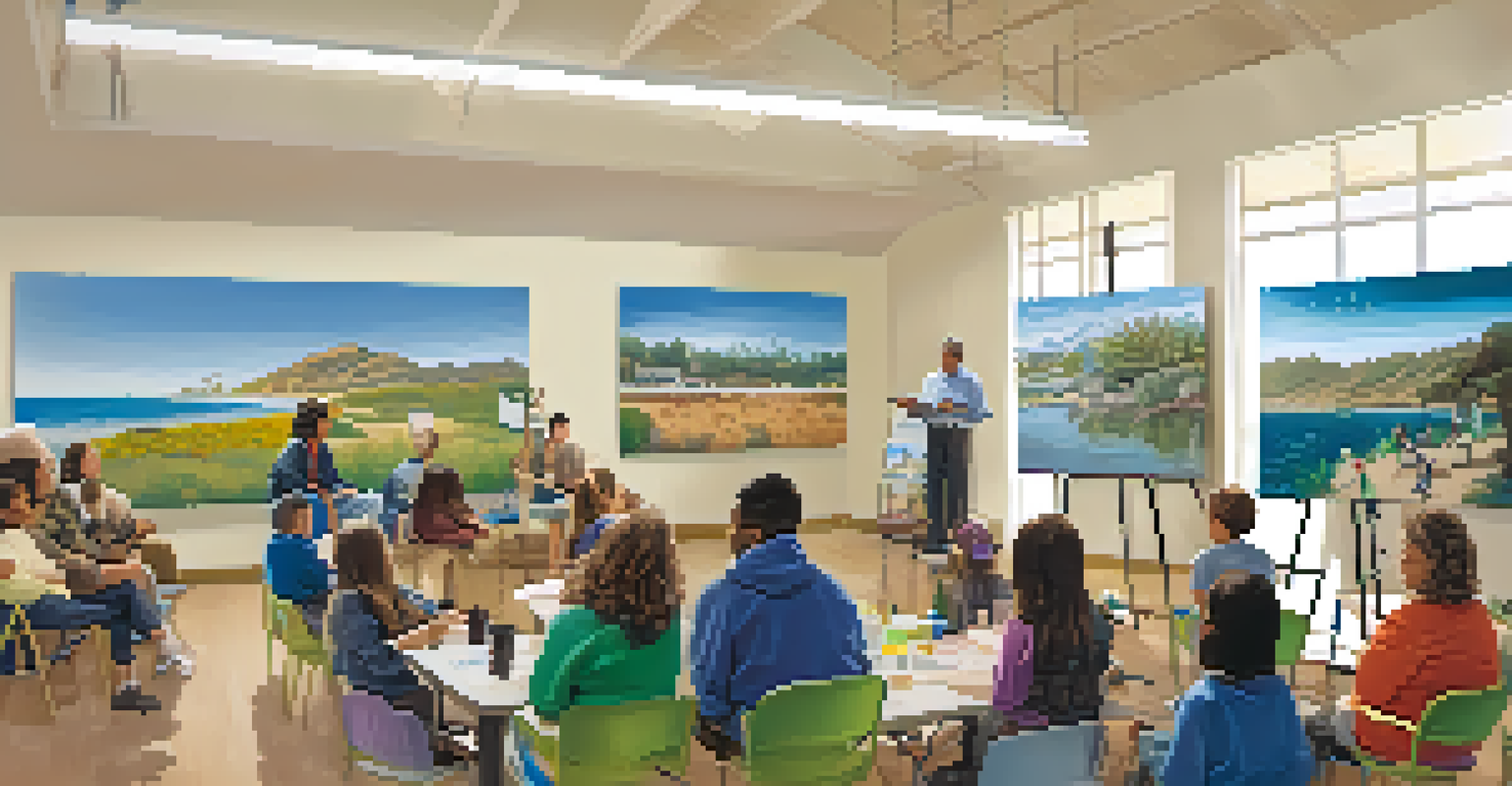 A community workshop in Malibu with people and their pets learning about wildlife conservation.