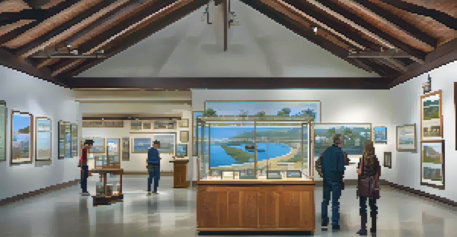 Inside the Malibu Lagoon Museum with artifacts and visitors exploring the exhibits.