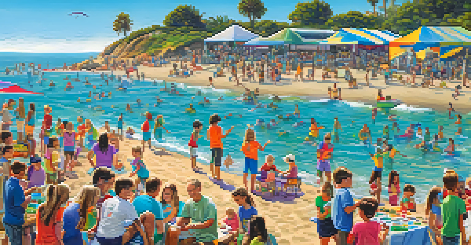 Residents enjoying Malibu Ocean Day, participating in activities and learning about ocean preservation in a vibrant park setting.