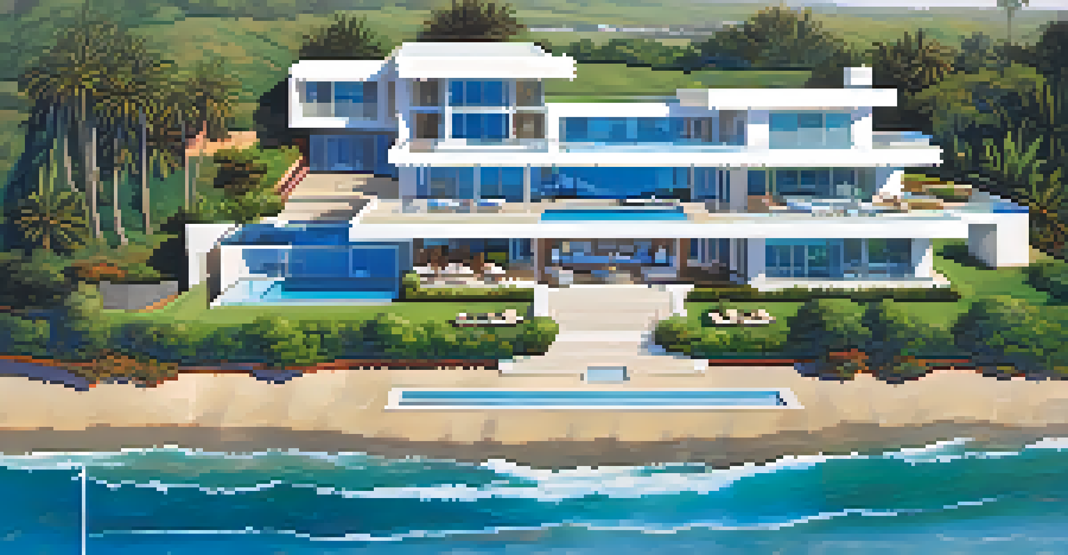 Aerial view of a luxurious estate in Malibu with ocean views and an infinity pool.
