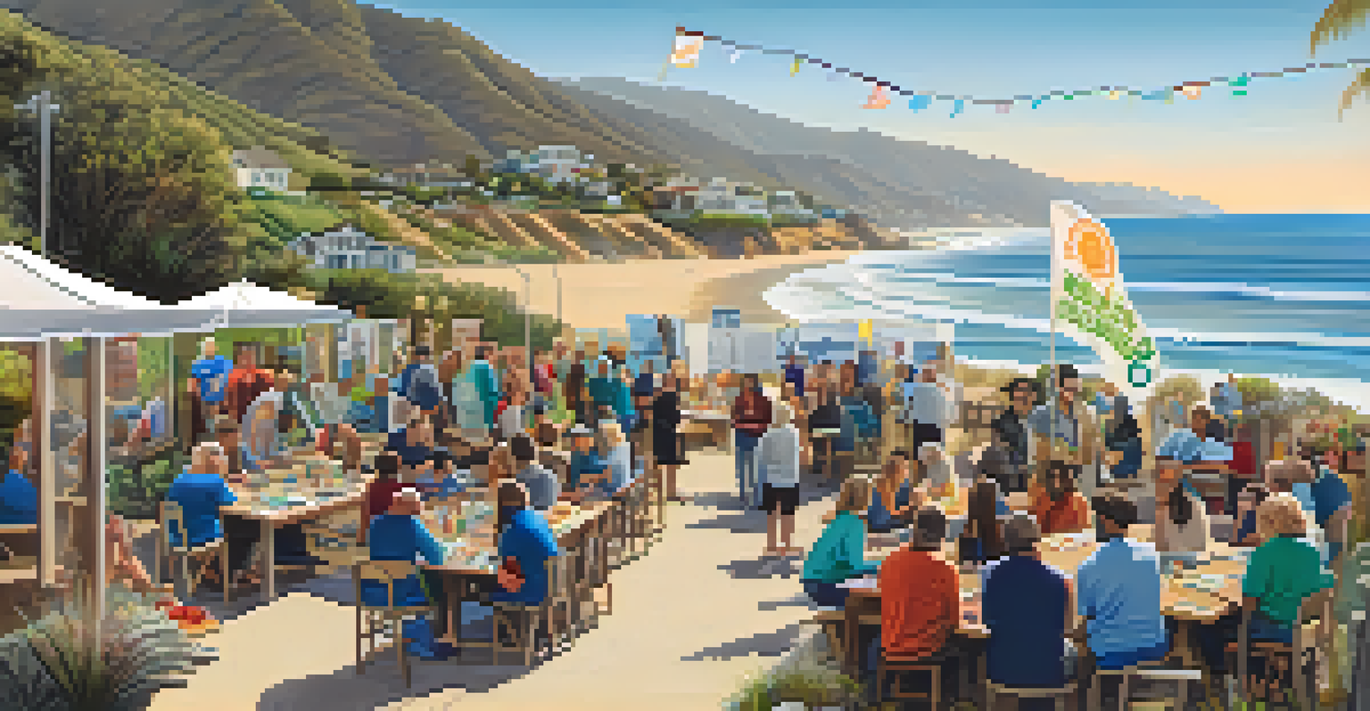 Residents of Malibu participating in an outdoor community workshop on climate resilience.