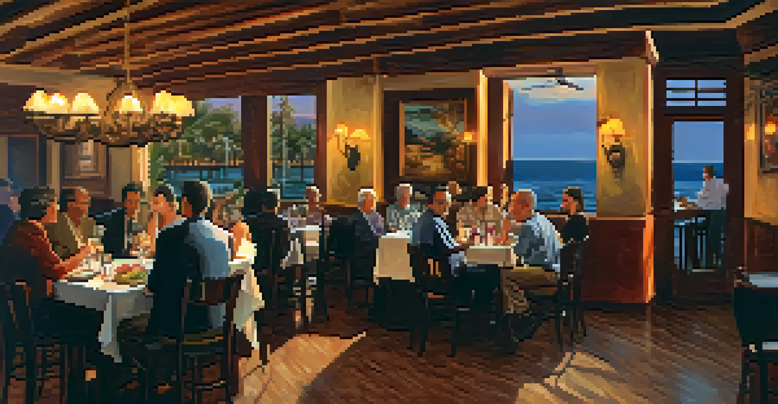 Cozy interior of Casa Escobar where diners enjoy seafood and listen to live jazz music in a warm, inviting atmosphere.