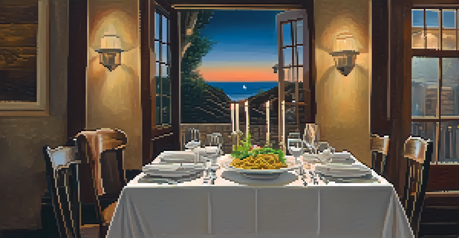 An intimate dining setup with homemade pasta, candles, and rustic decor in an Italian restaurant.