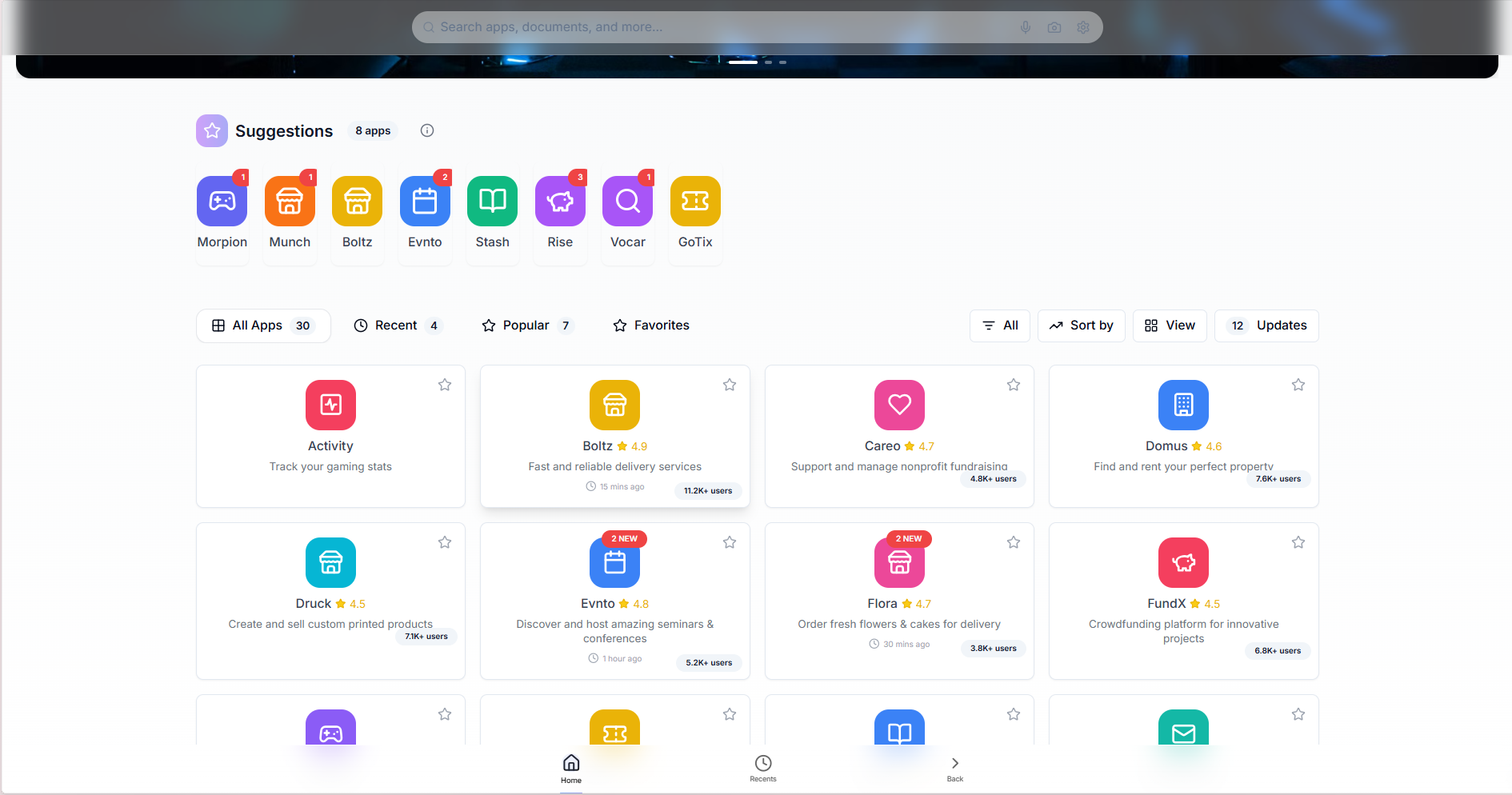 Modern App Dashboard & App Marketplace UI Design