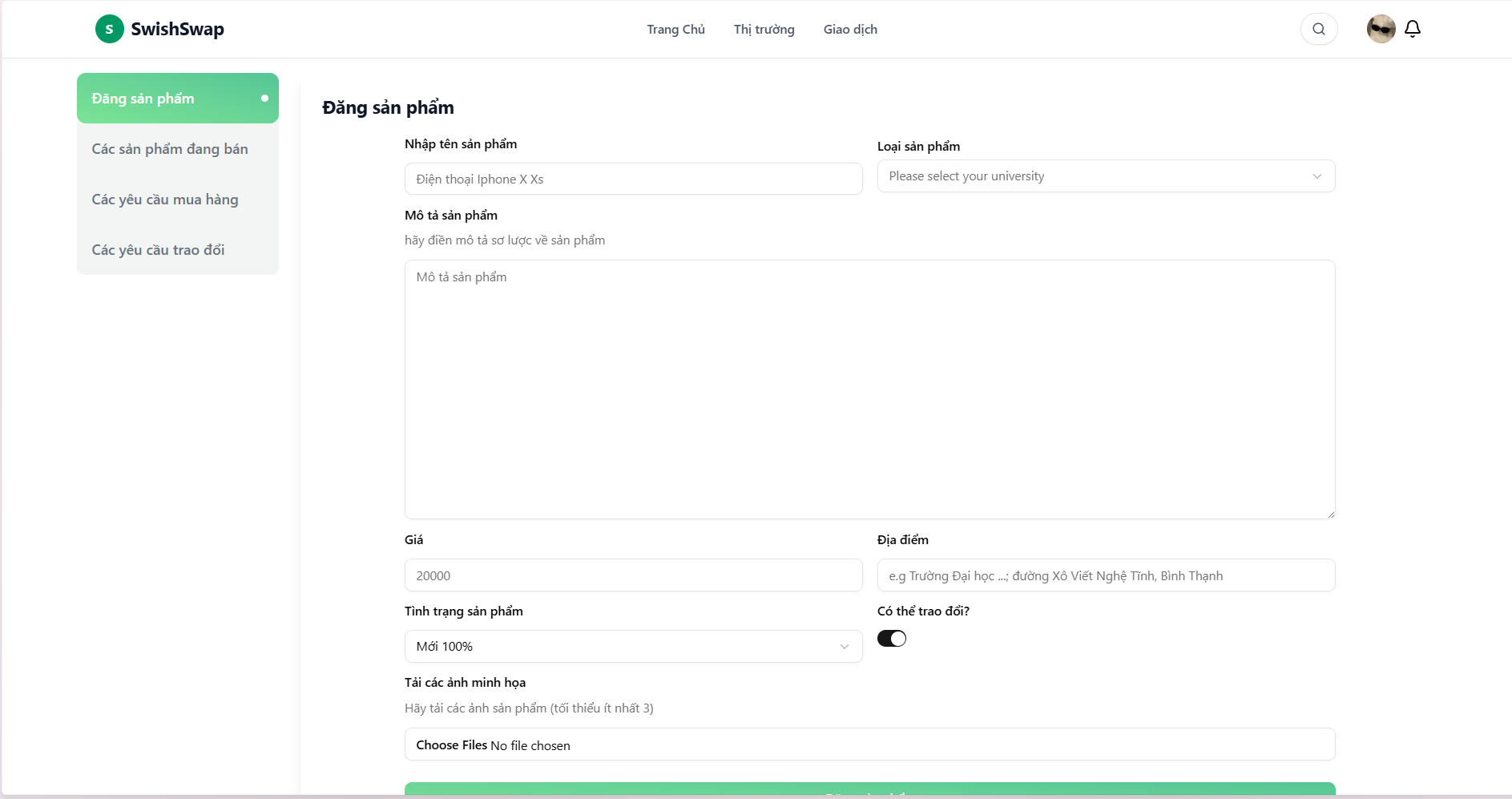 Listing for user