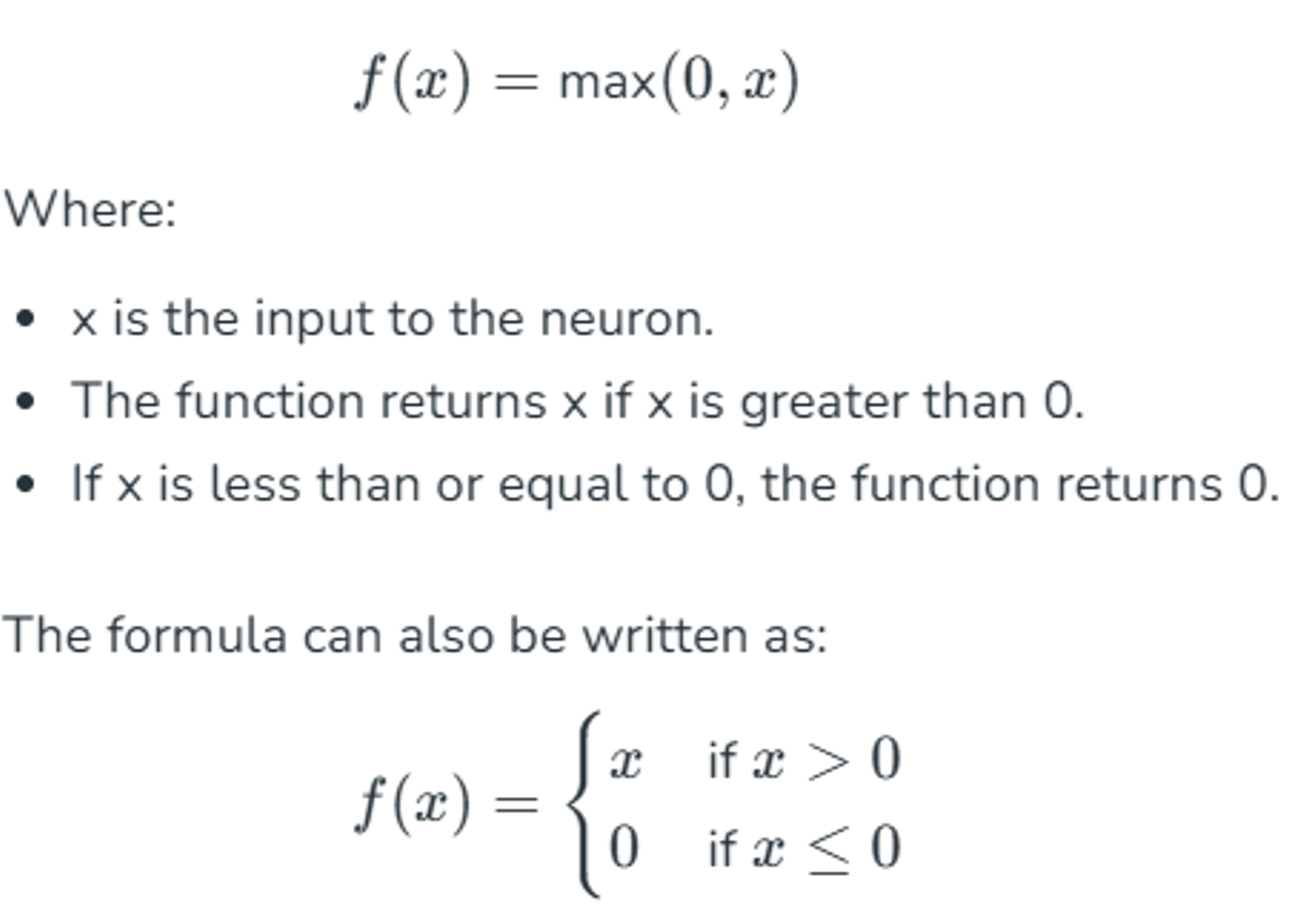 Figure 2. ReLU function formula