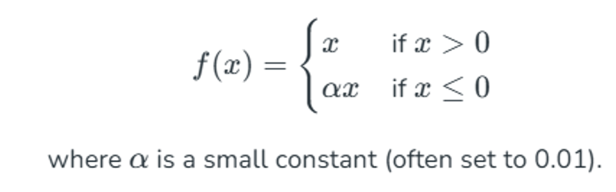 Figure 3. Leaky ReLU function formula