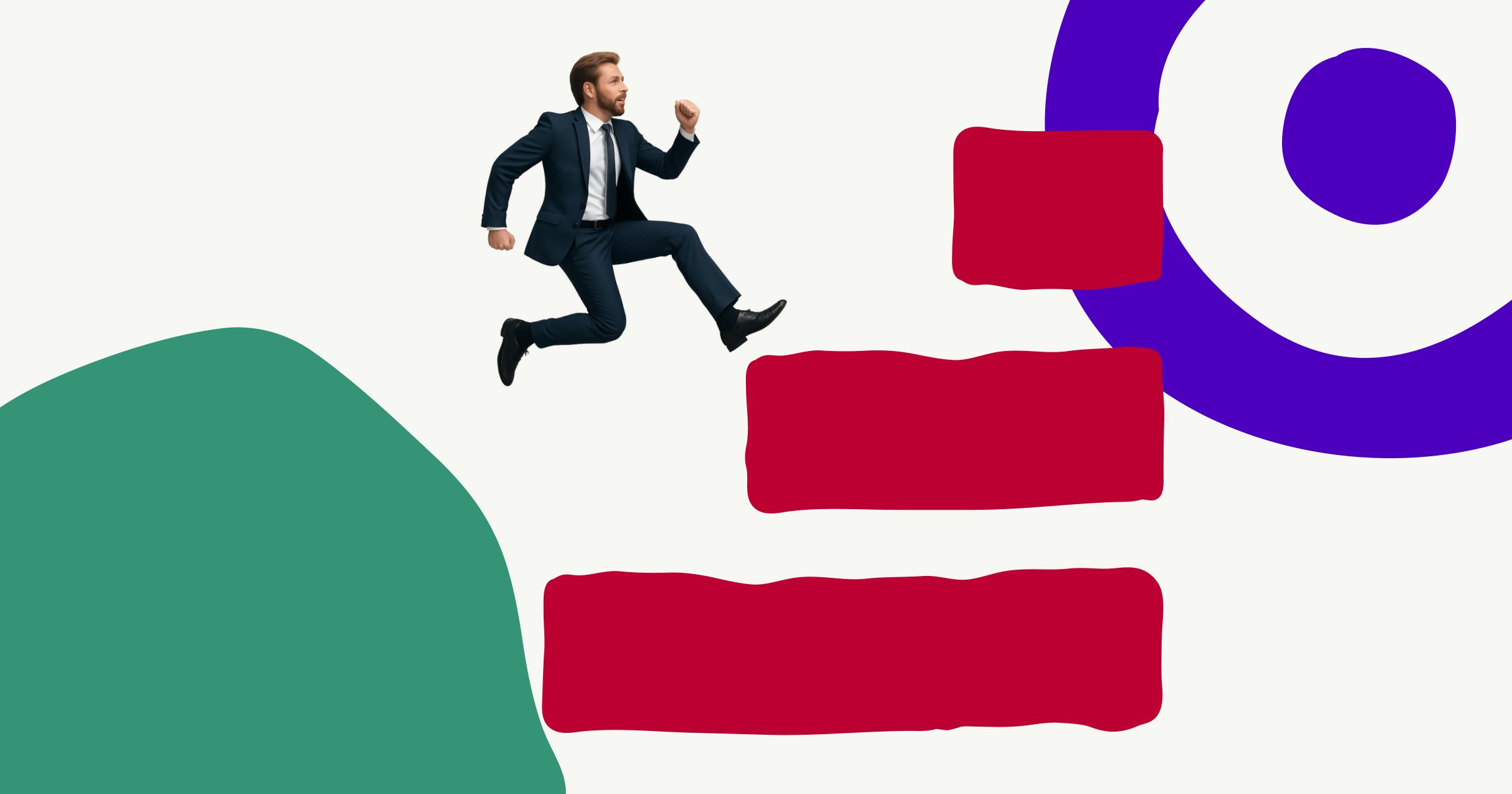 Flat, geometric-style illustration of a person climbing steps with the headline “Change Starts with a Single Step,” representing personal development and action through Entelechy’s methodology.