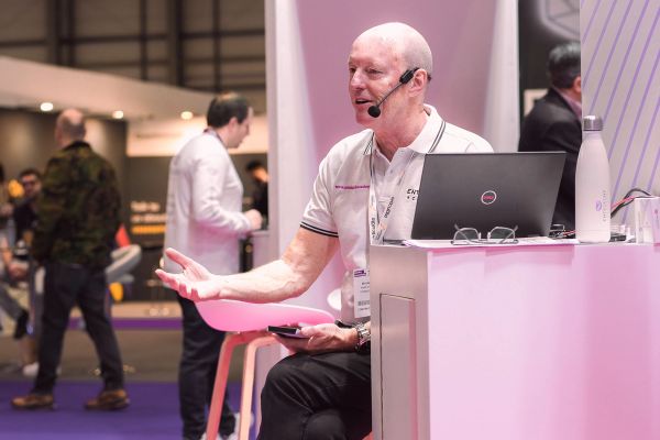 Mike Alcock presenting at Learning Technologies 2023