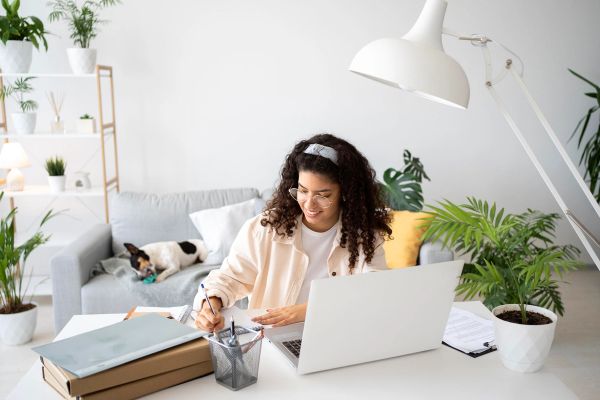 woman working from home
