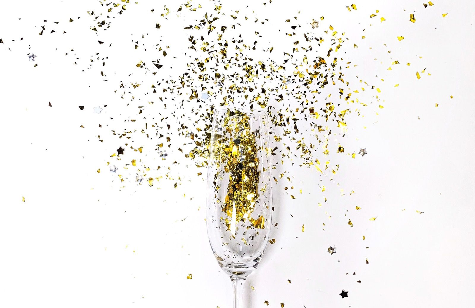 Champagne glass with confetti 