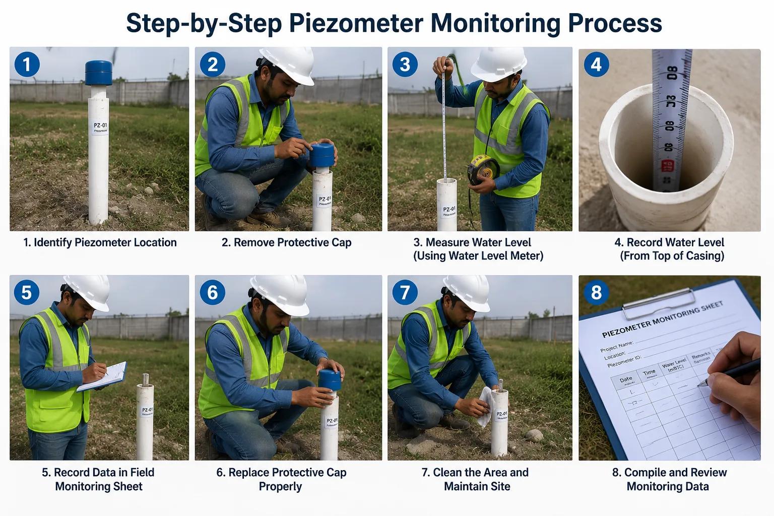 step by step piezometer monitoring process