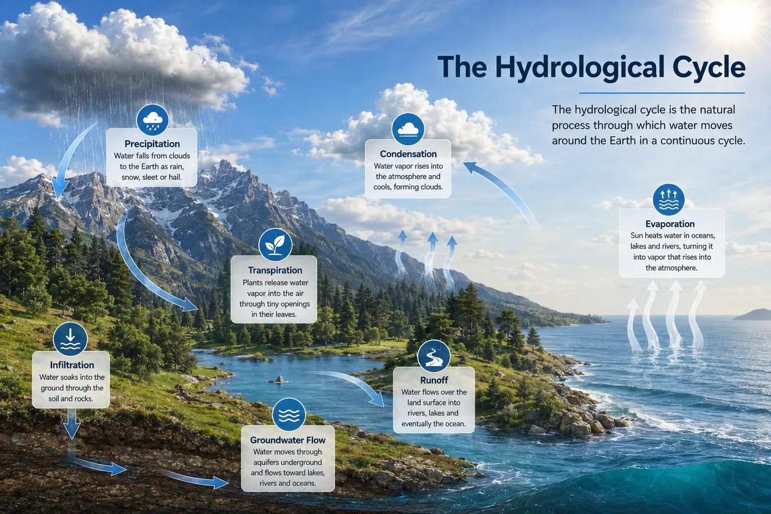 What is Hydrological Cycle? Stages, Importance & Applications