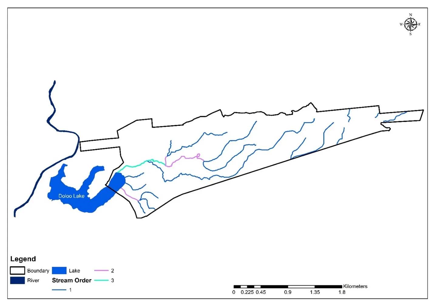 1 Stream Order and Drainage Network Map prepared during Hydrological Survey and Watershed Analysis for airport site