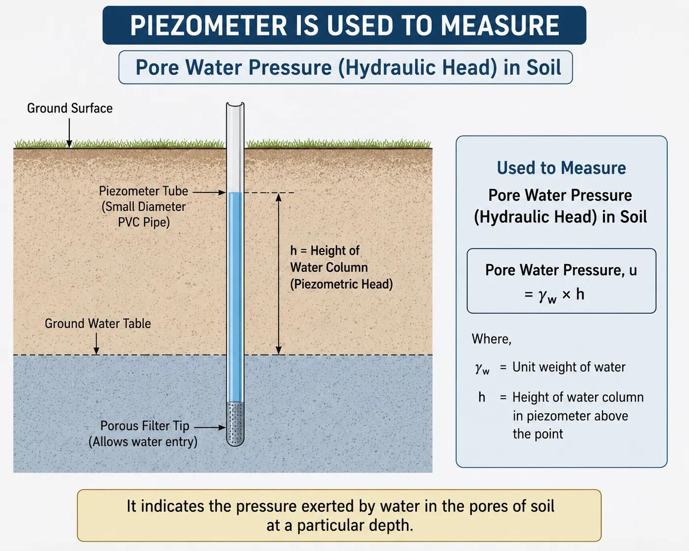Piezometer is Used to Measure Groundwater & Water Pressure
