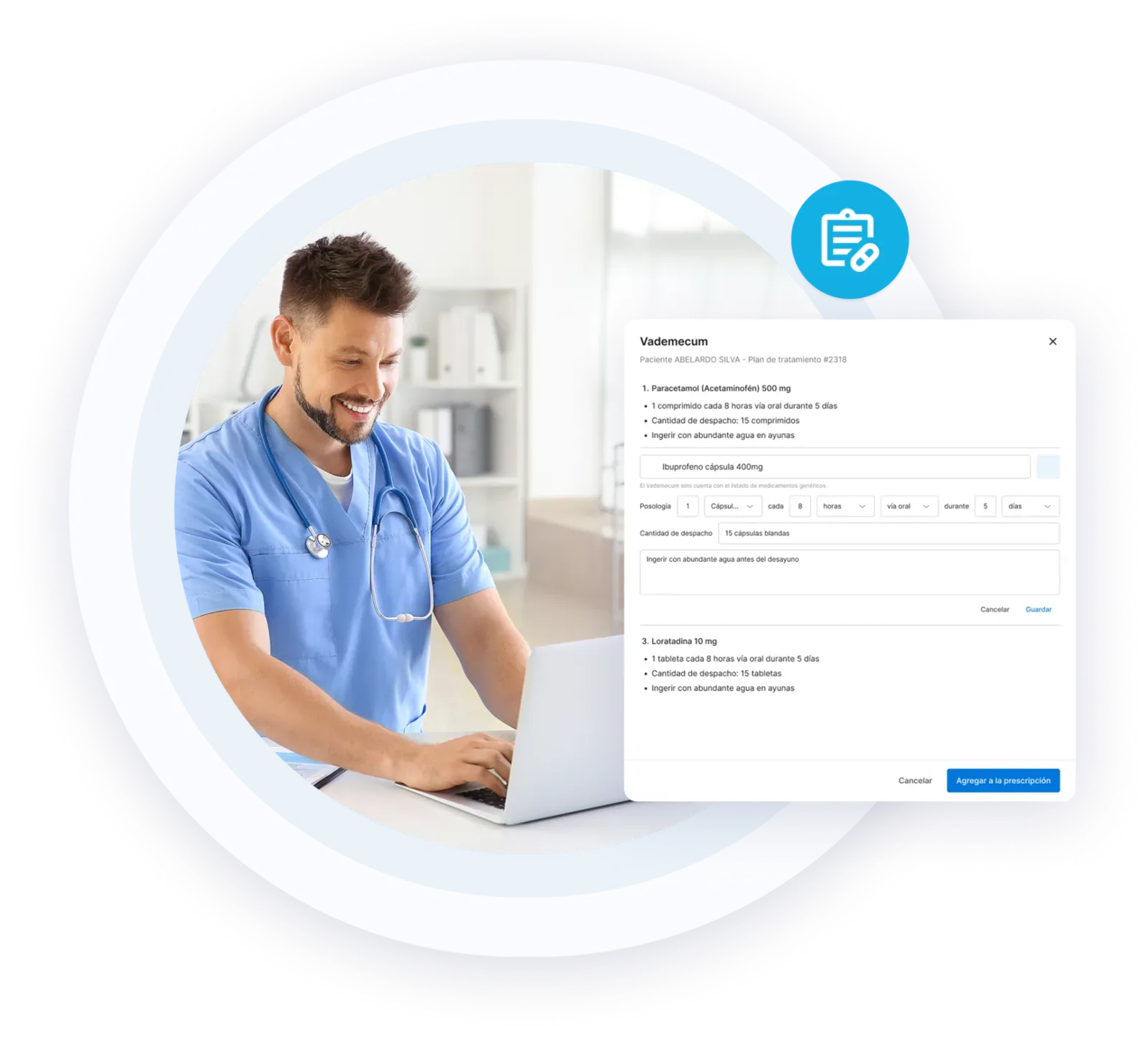 Software médico con emisión de recetas y vademécum digital integrado