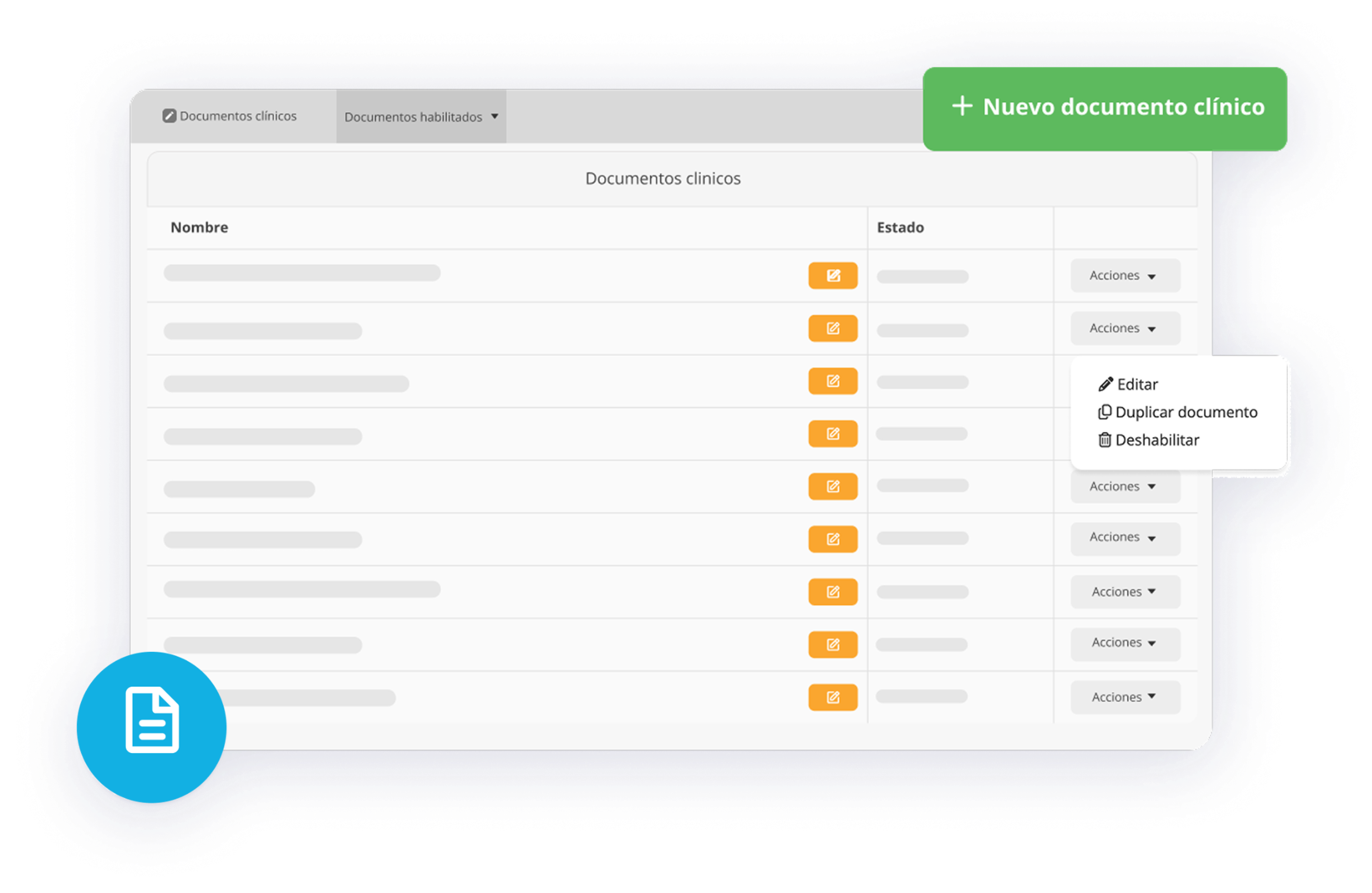 Documentos clínicos personalizados con datos del paciente y profesional en Medilink