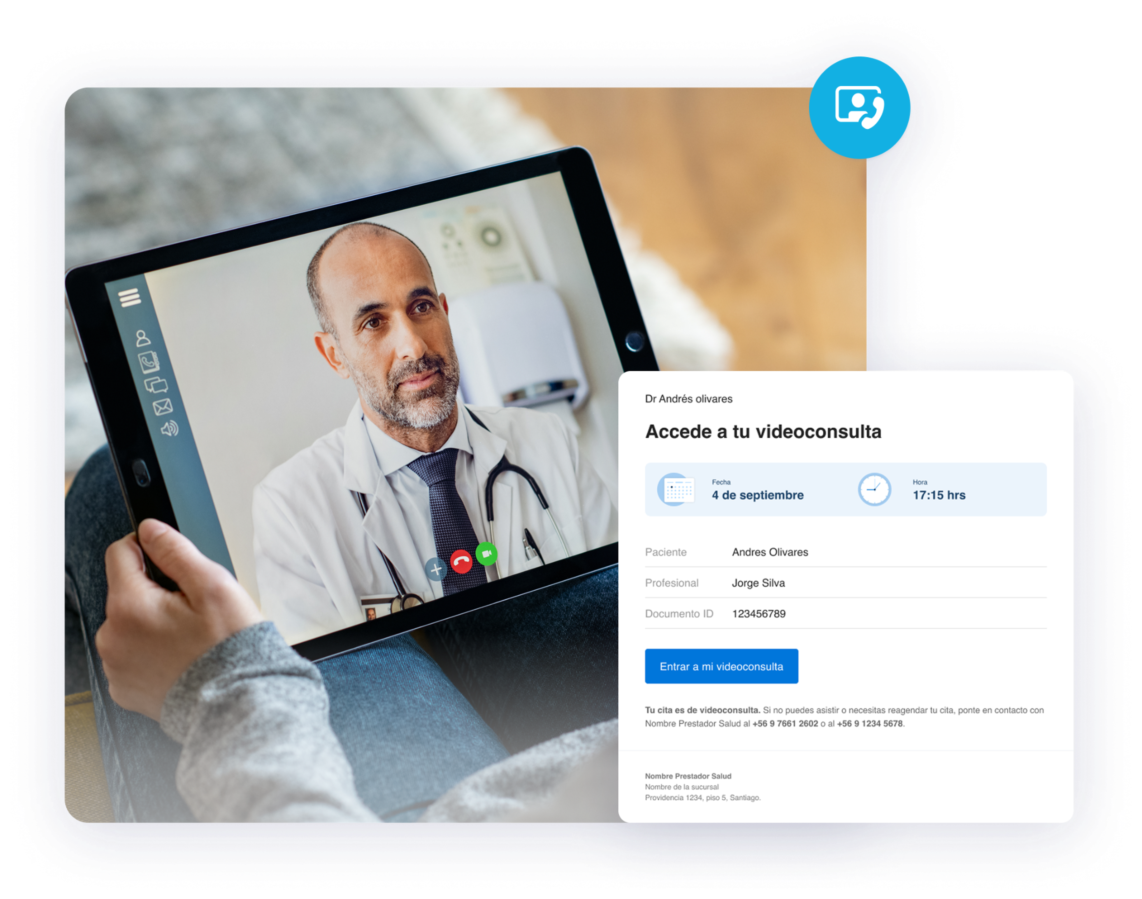 Paciente asistiendo a cita médica virtual desde su hogar