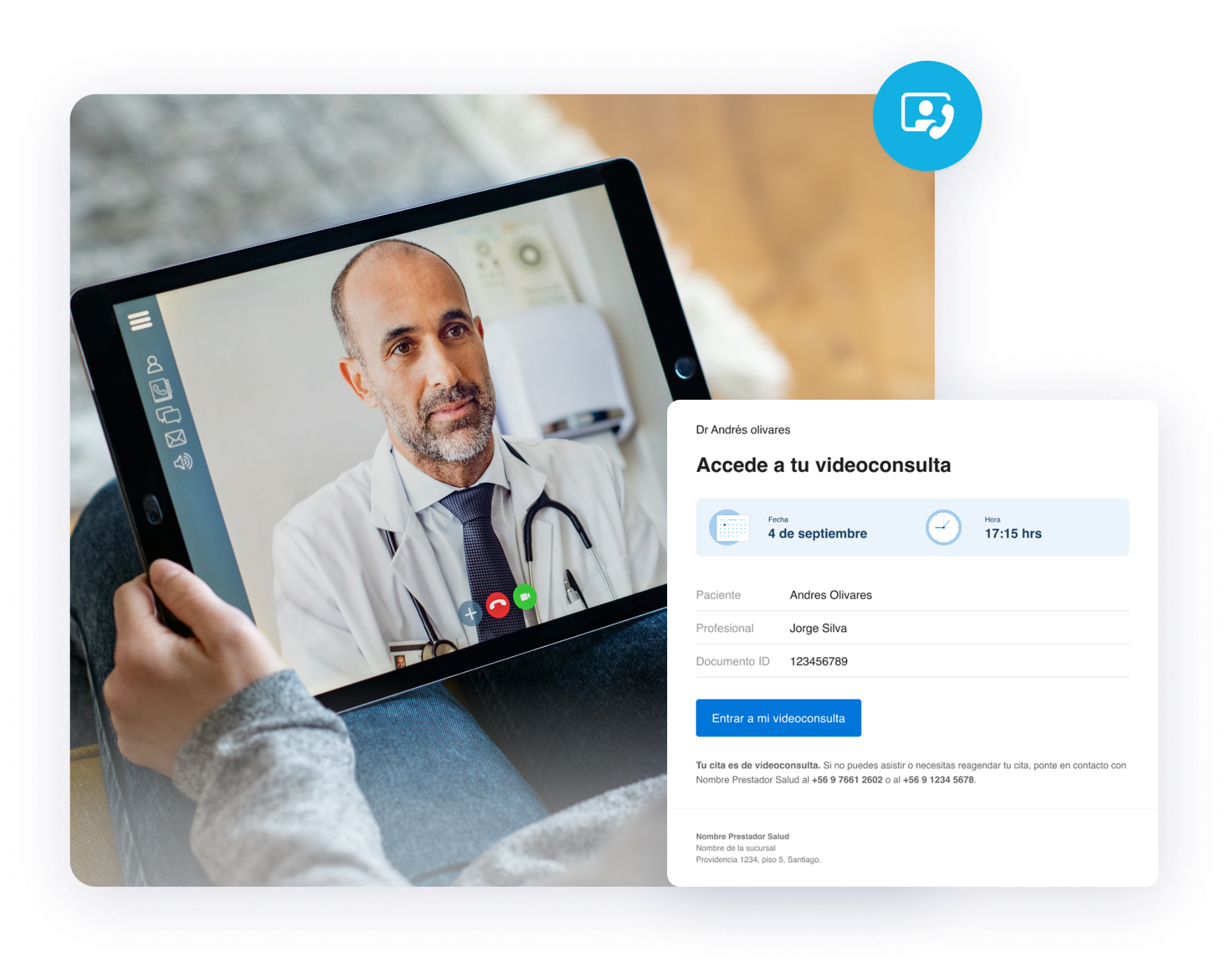 Paciente asistiendo a cita médica virtual desde su hogar