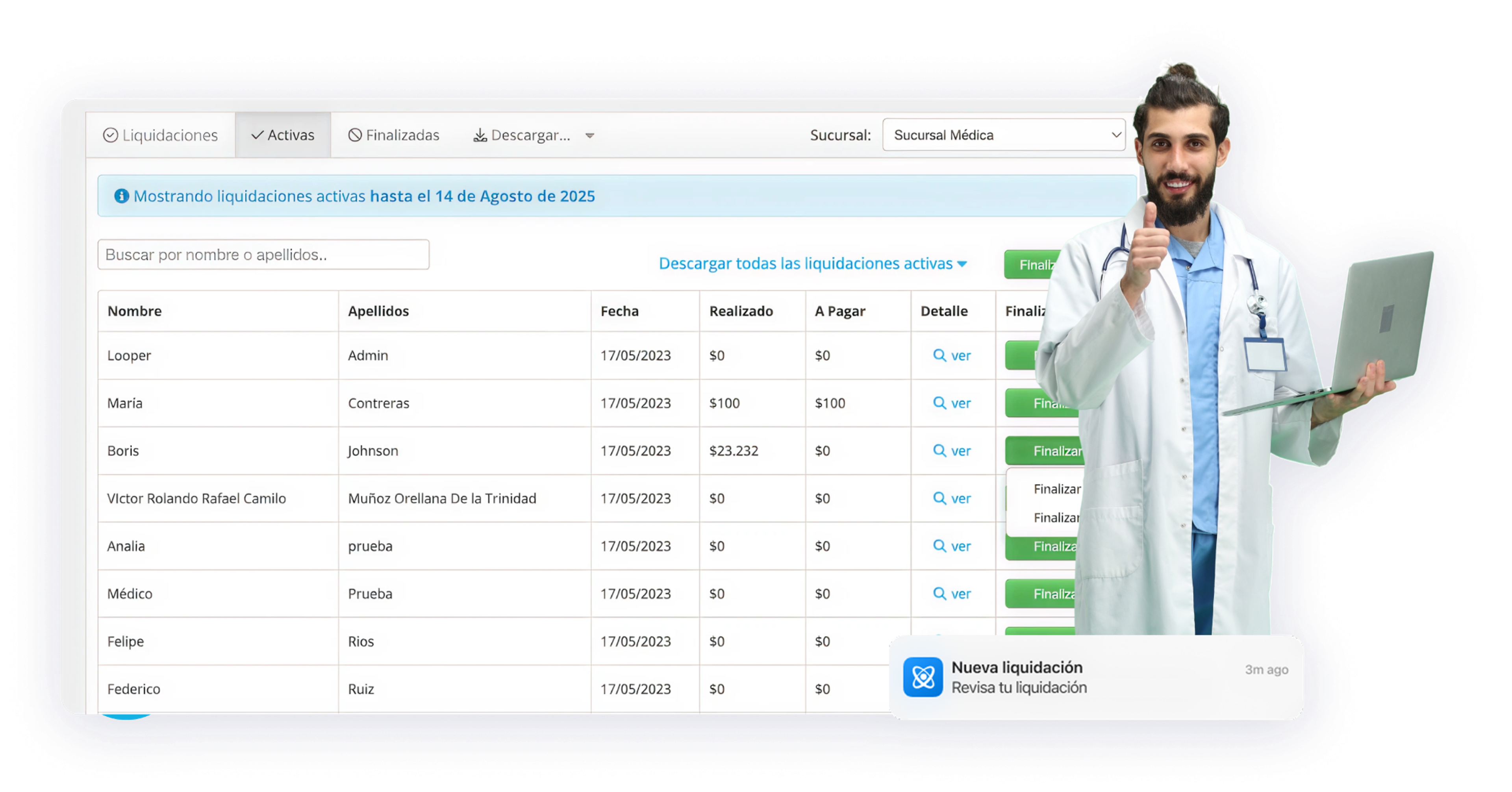Contratos y comisiones personalizadas para profesionales de salud en Medilink