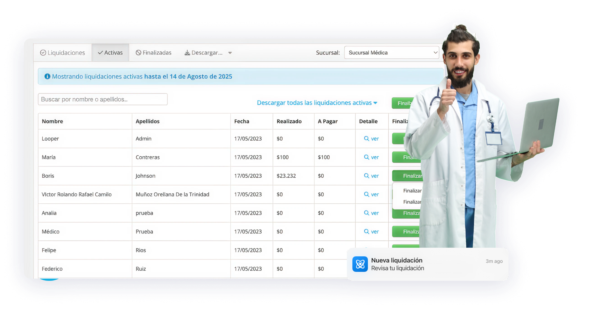 Contratos y comisiones personalizadas para profesionales de salud en Medilink