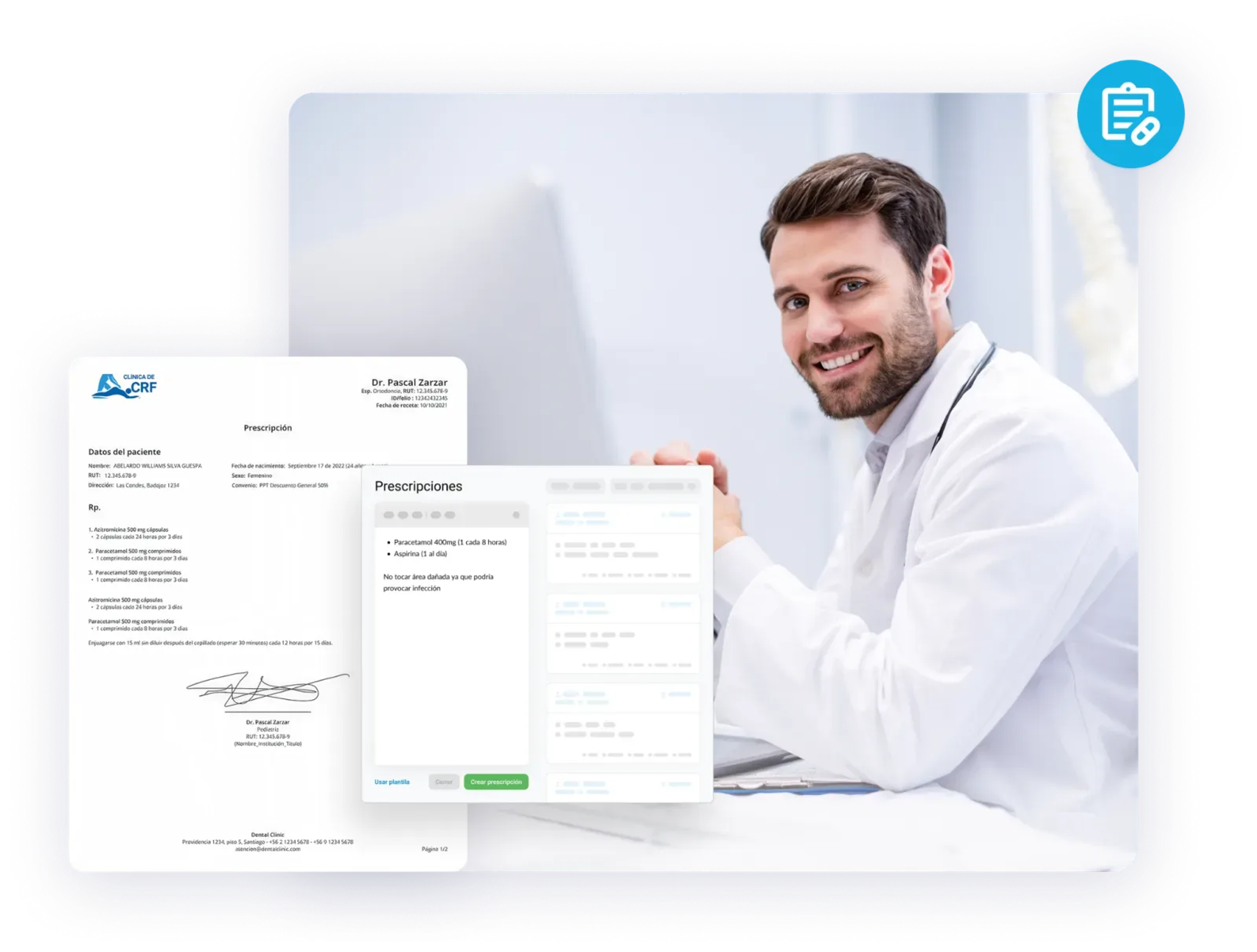 Receta médica digital clara y legible generada desde el software