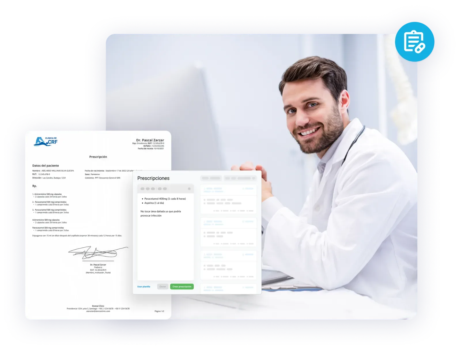 Receta médica digital clara y legible generada desde el software