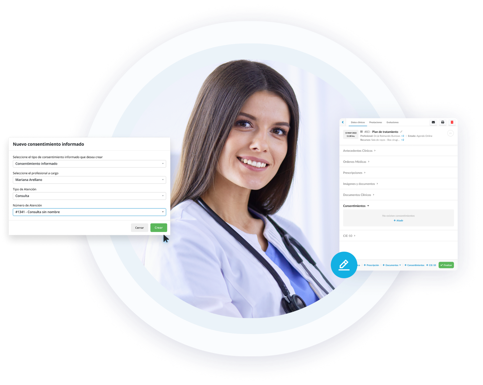Plantillas editables de consentimientos informados guardadas en Medilink