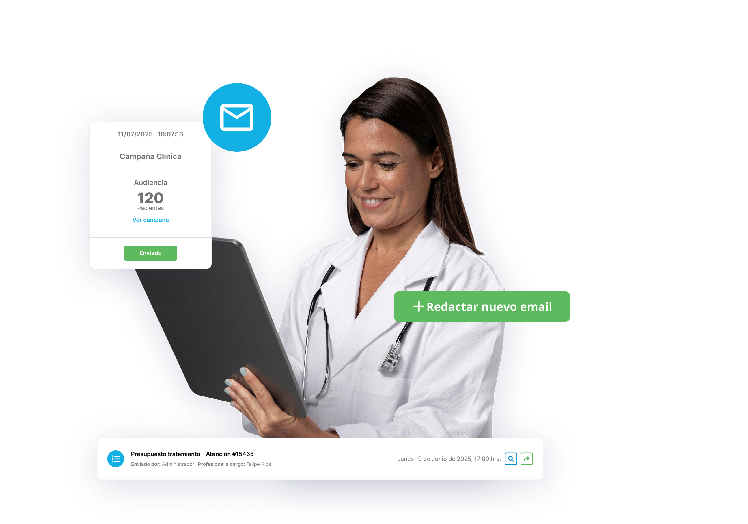 Interfaz de envíos automáticos de email marketing en Medilink