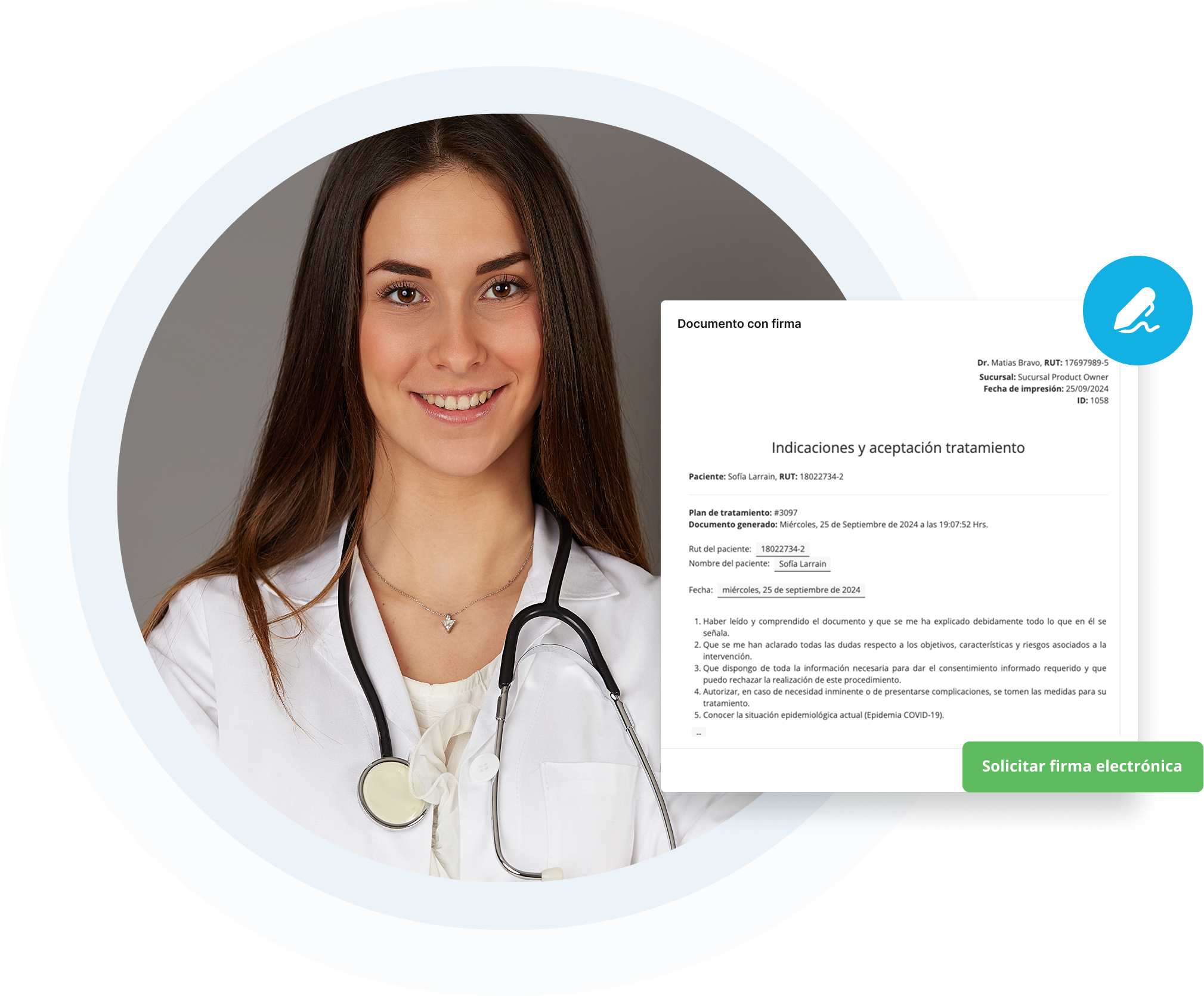 Firma electrónica digital integrada en software médico Medilink
