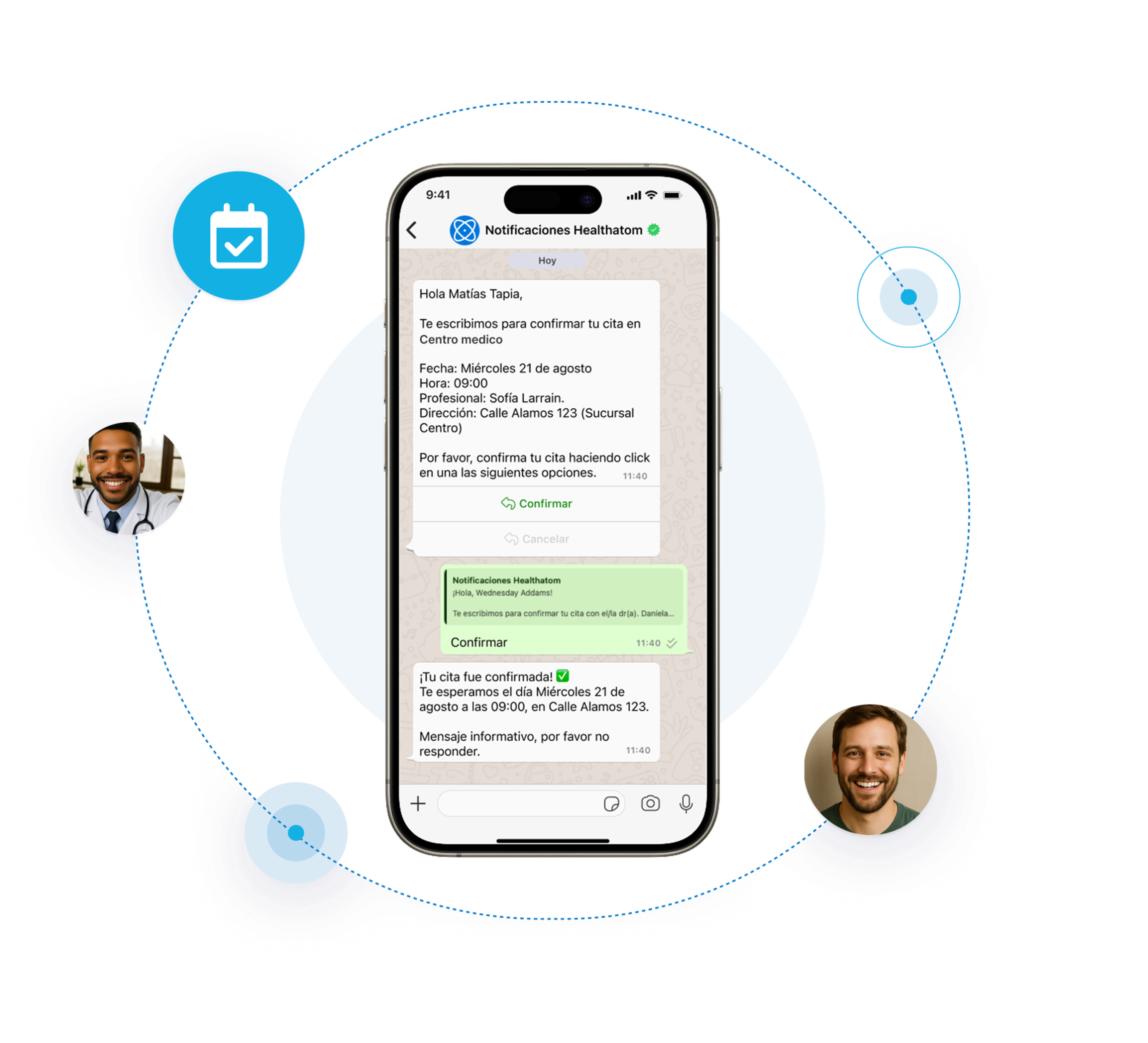 Mensaje de confirmación de cita personalizado enviado por WhatsApp