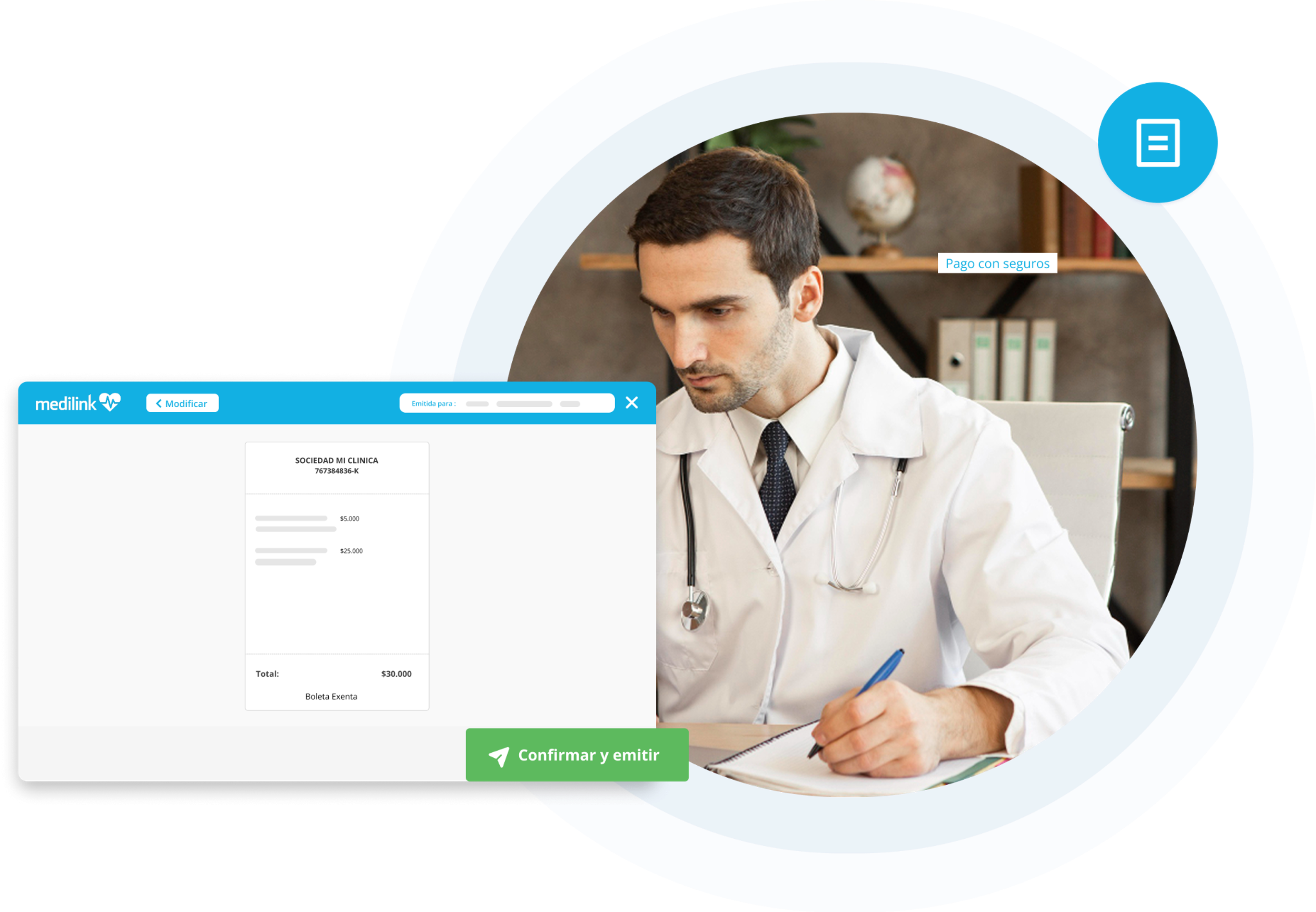 Generación de boletas afectas y exentas al instante en Medilink