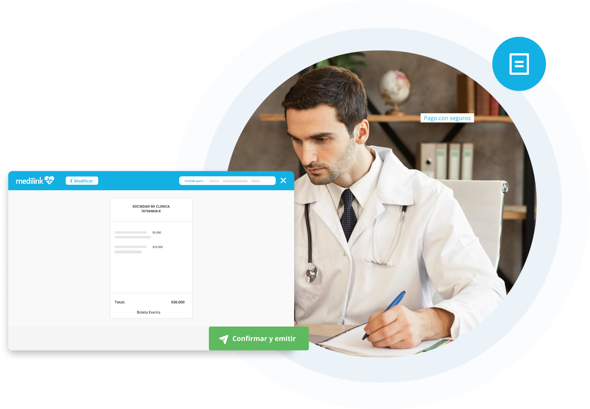 Generación de boletas afectas y exentas al instante en Medilink