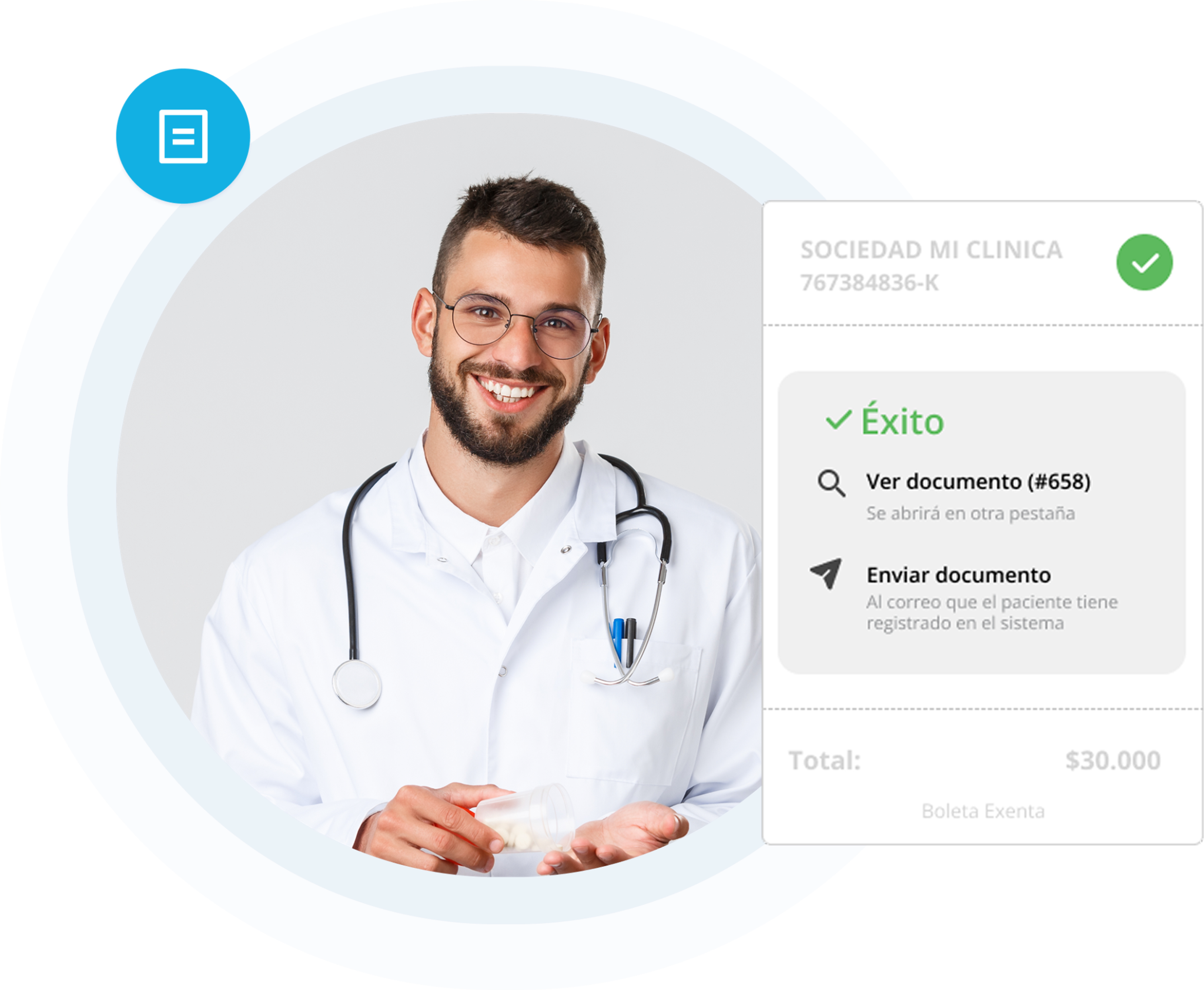 Registro de boletas vinculado al historial de atención en Medilink