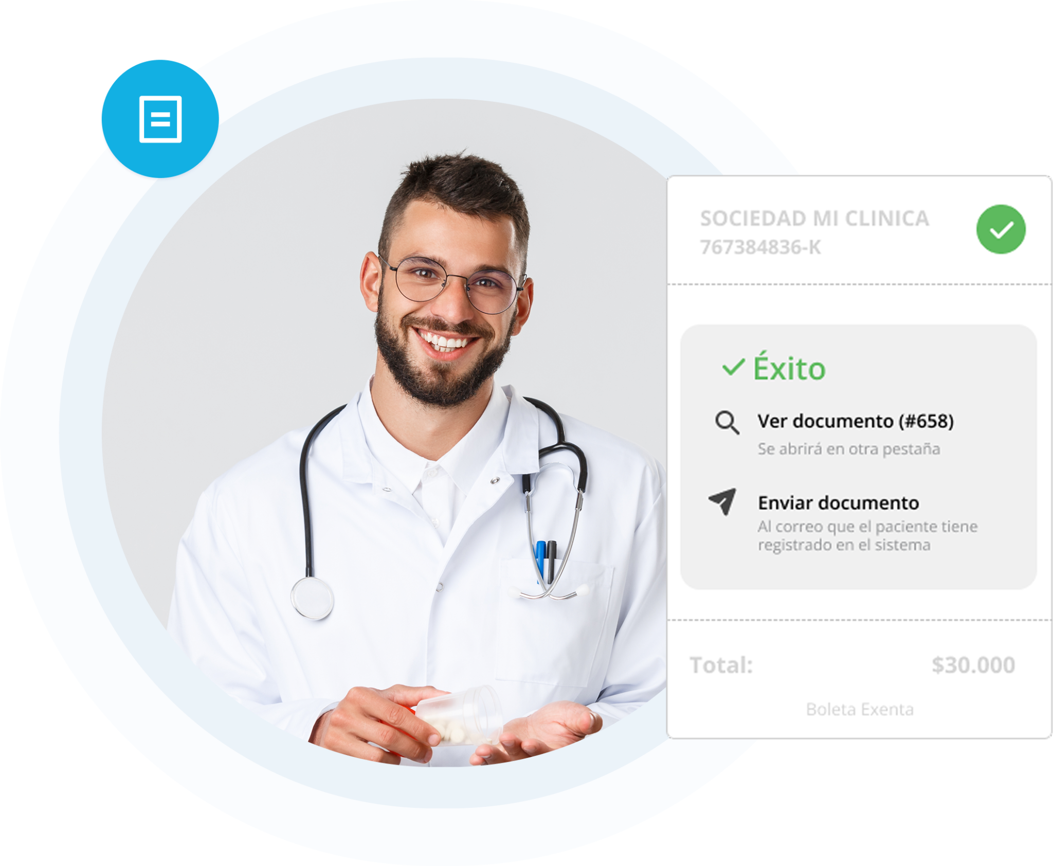 Registro de boletas vinculado al historial de atención en Medilink