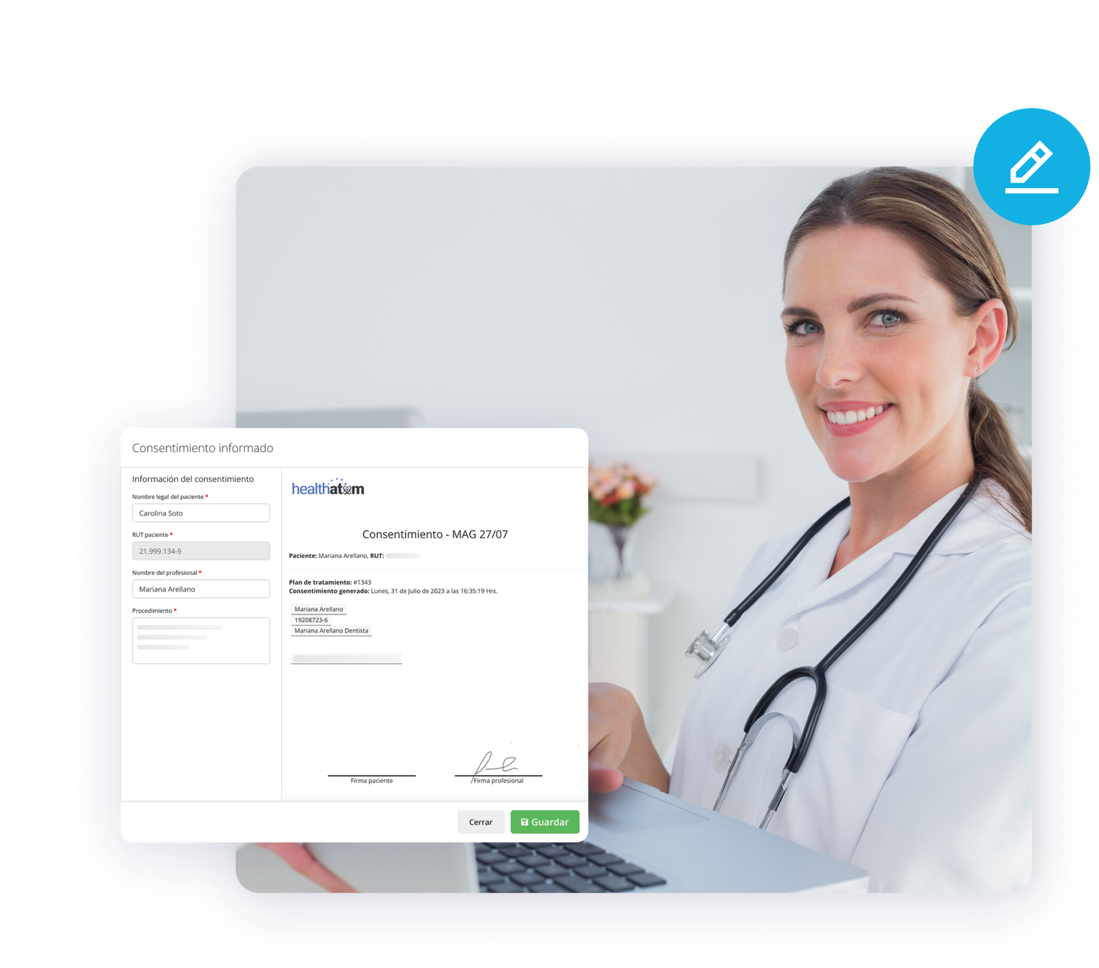 Consentimientos informados con firma digital y validez legal en Medilink