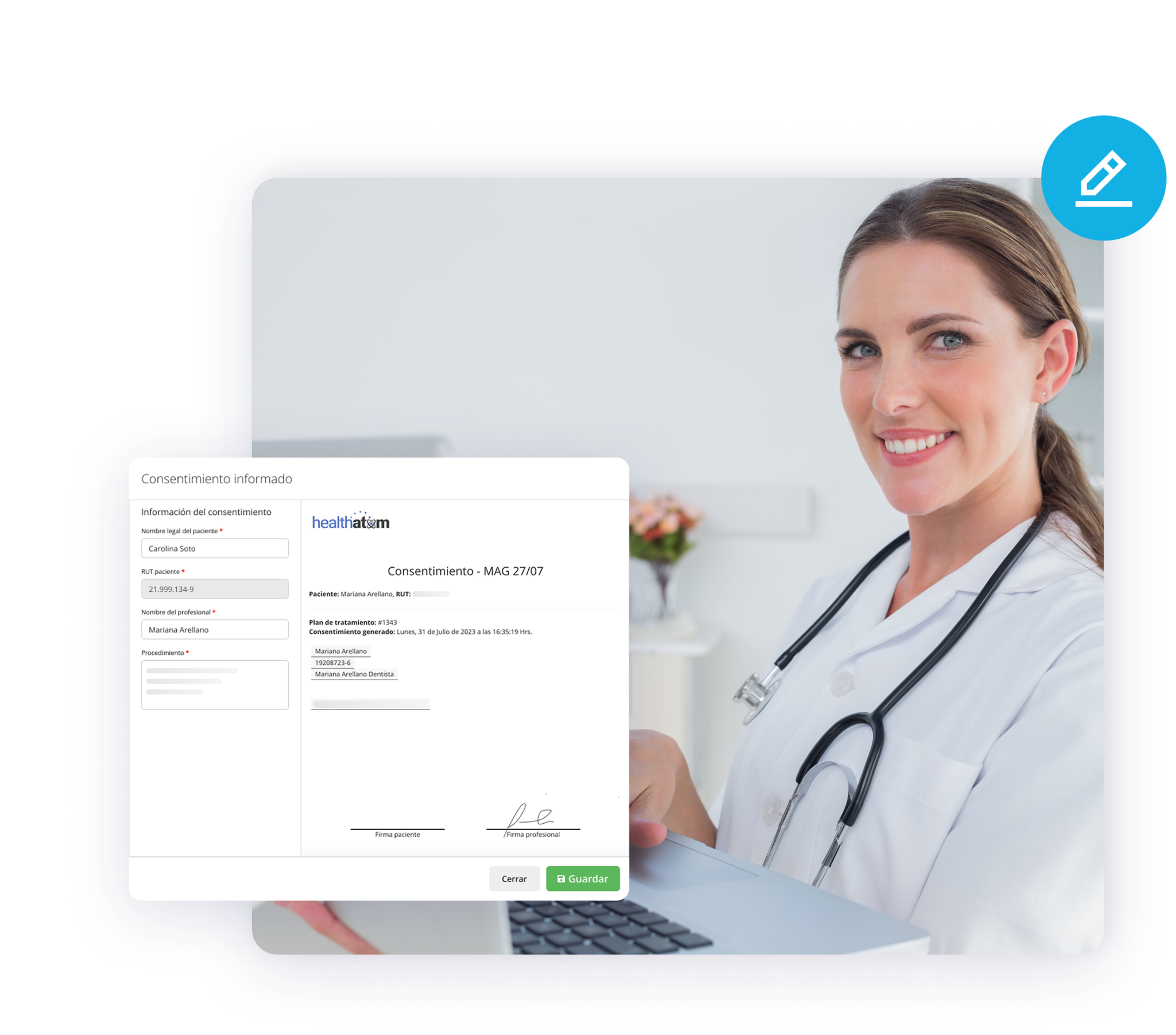 Consentimientos informados con firma digital y validez legal en Medilink
