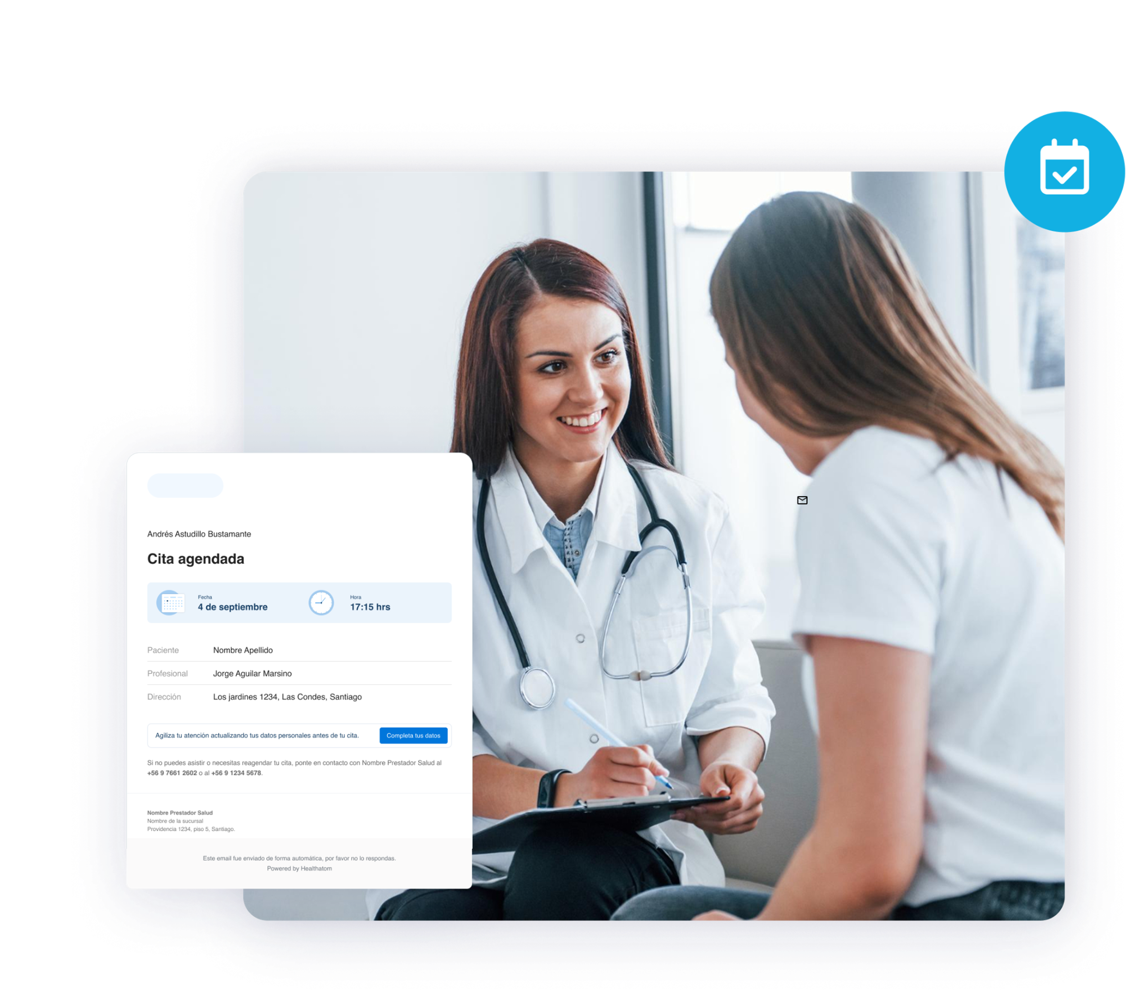 Confirmación de citas médicas por WhatsApp y correo electrónico