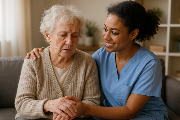 nurse with old woman with dementia
