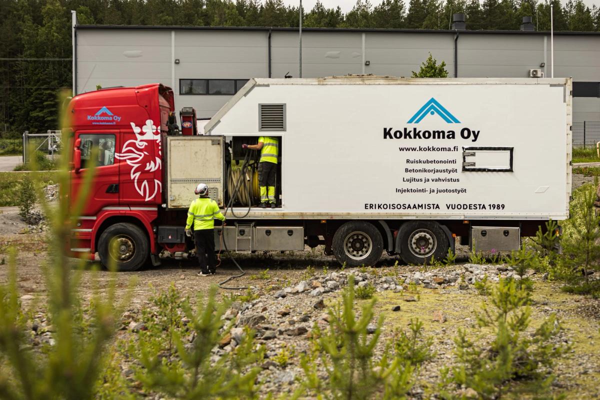 Kokkoman mobiilibetoniasema työmaalla