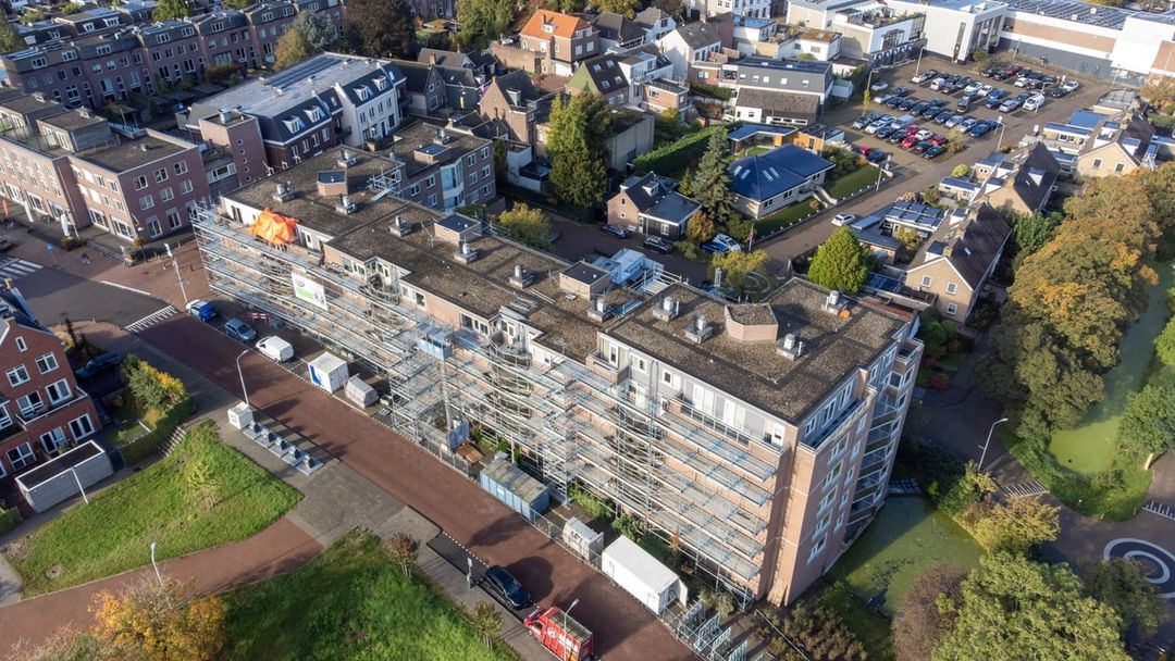 Luchtfoto van het wooncomplex aan de Zoutstoep in Sliedrecht