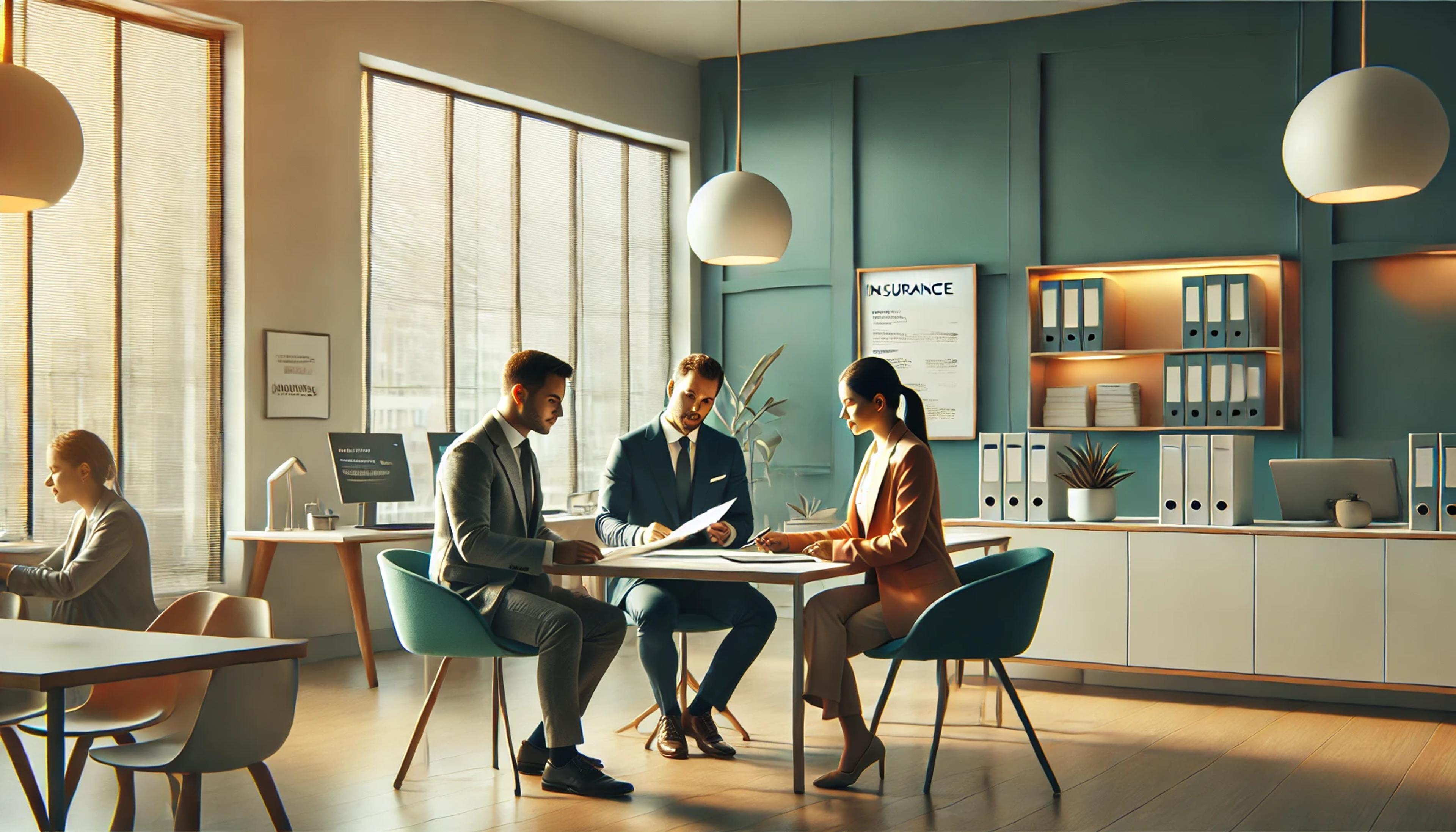 Two advisers going through a policy with a client